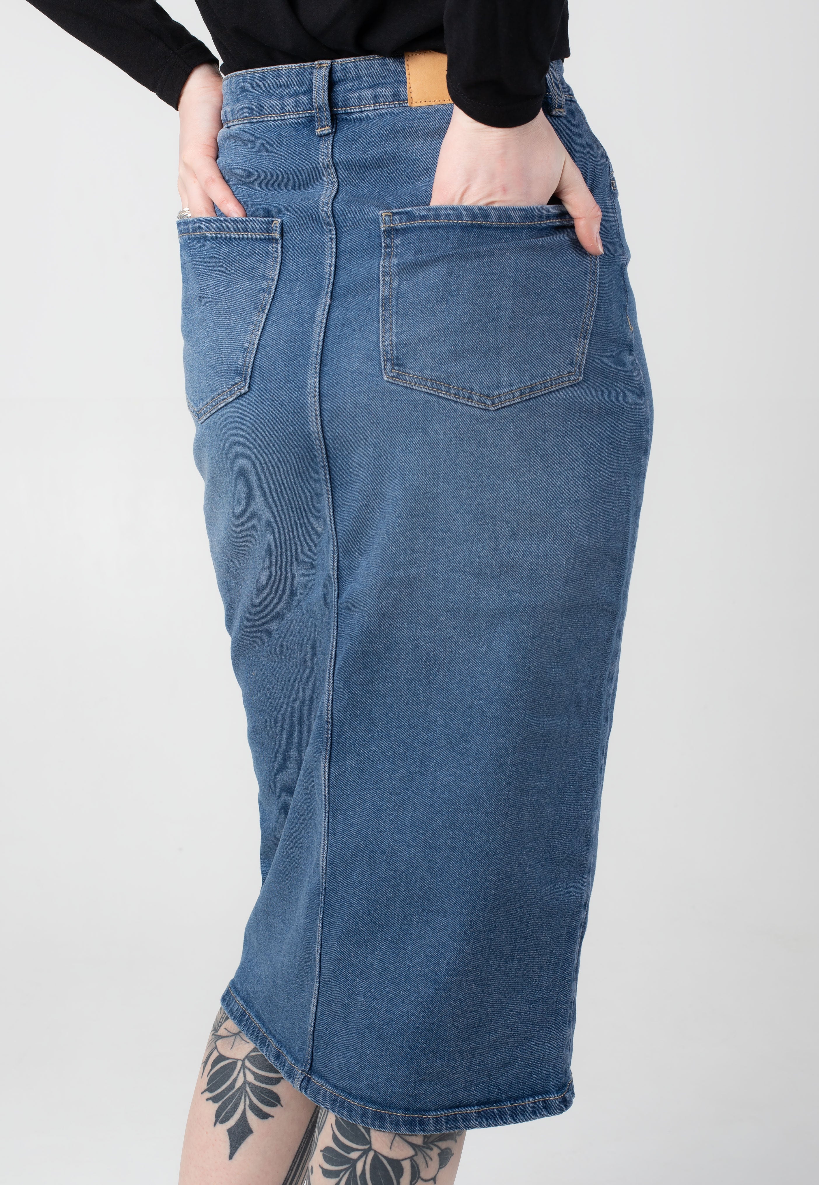 Noisy May - Kath Slit Midi Medium Blue Denim - Skirt | Women-Image