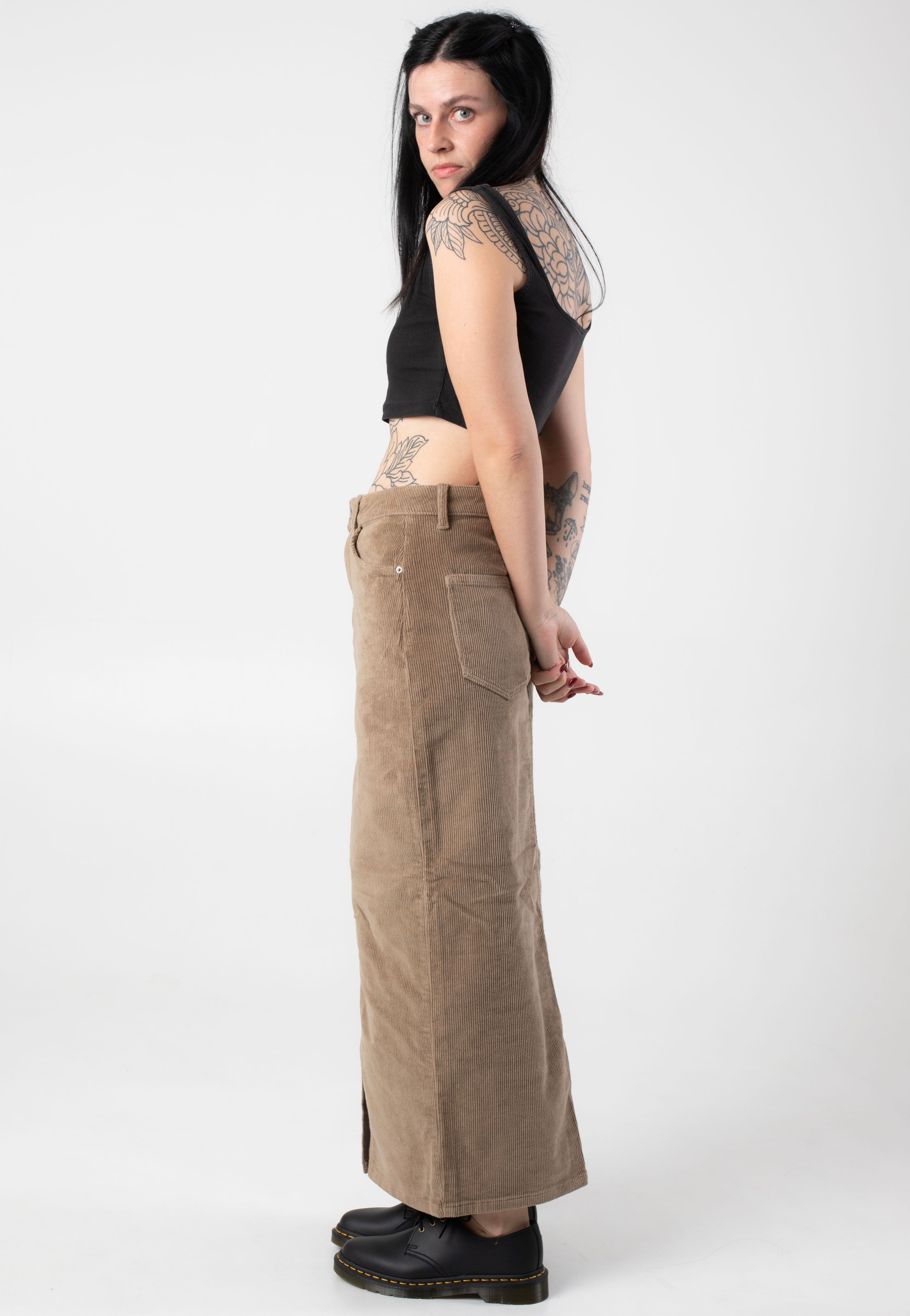 Noisy May - Cord Kath Slit Long Silver Mink - Skirt | Women-Image