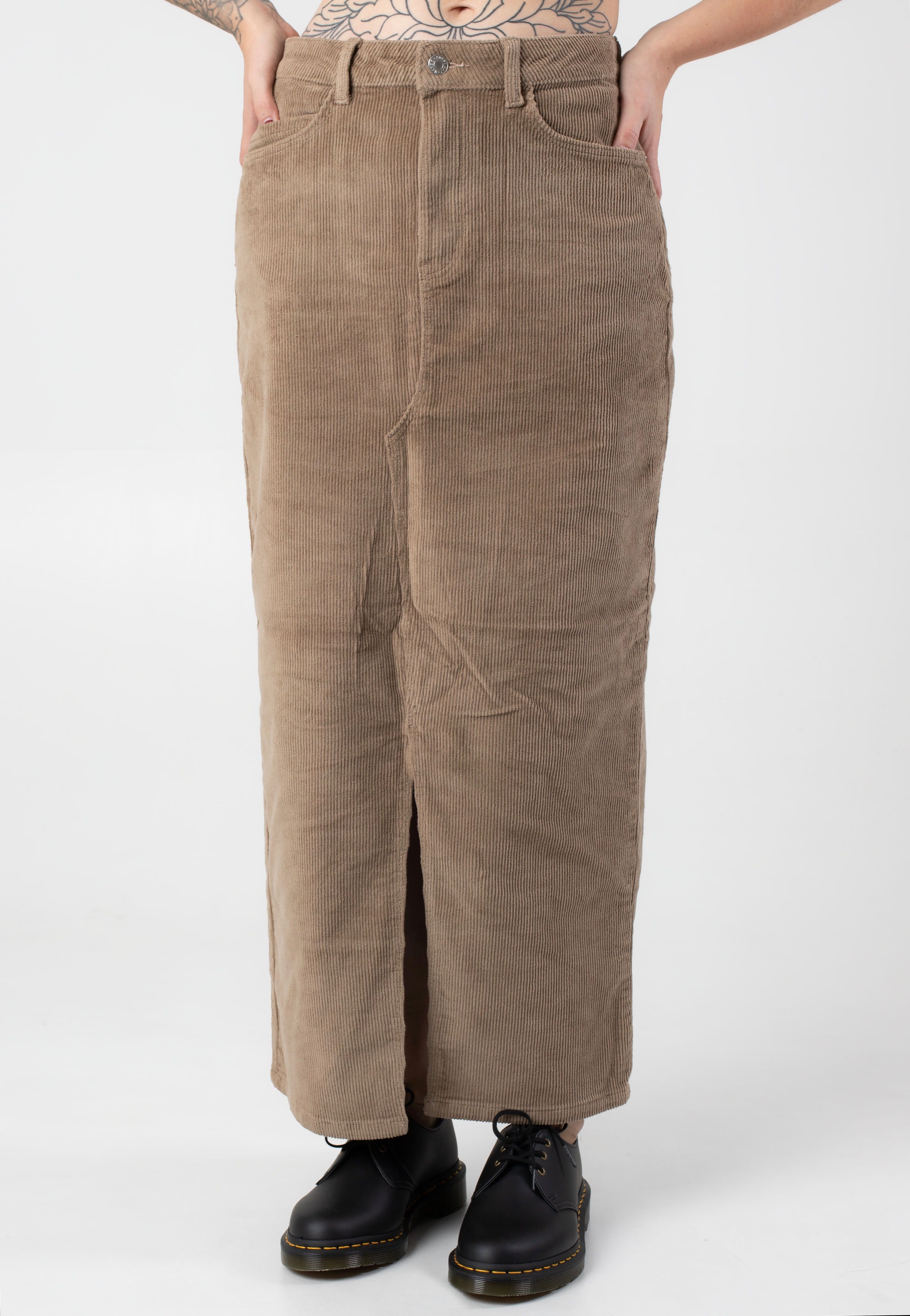 Noisy May - Cord Kath Slit Long Silver Mink - Skirt | Women-Image