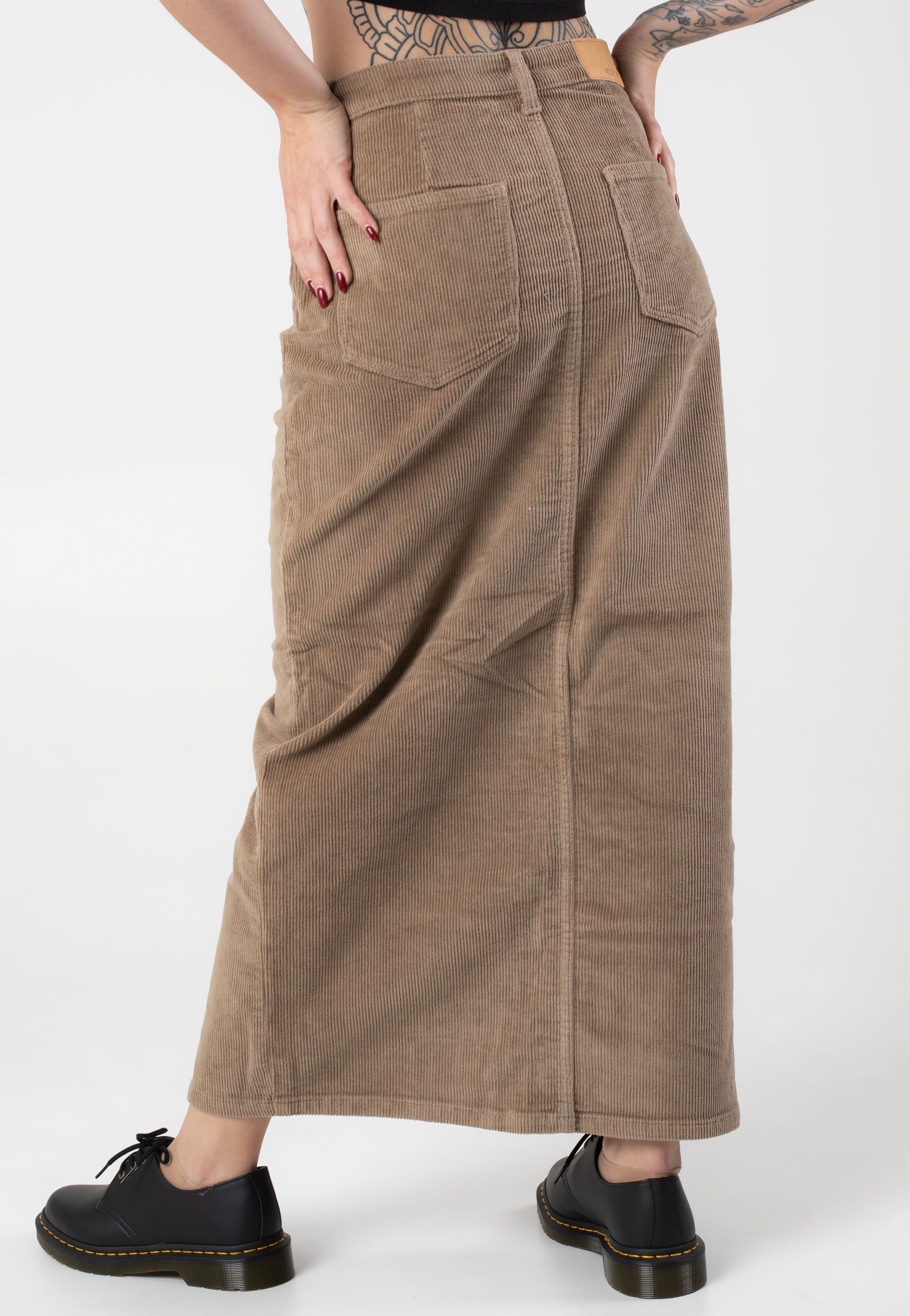 Noisy May - Cord Kath Slit Long Silver Mink - Skirt | Women-Image