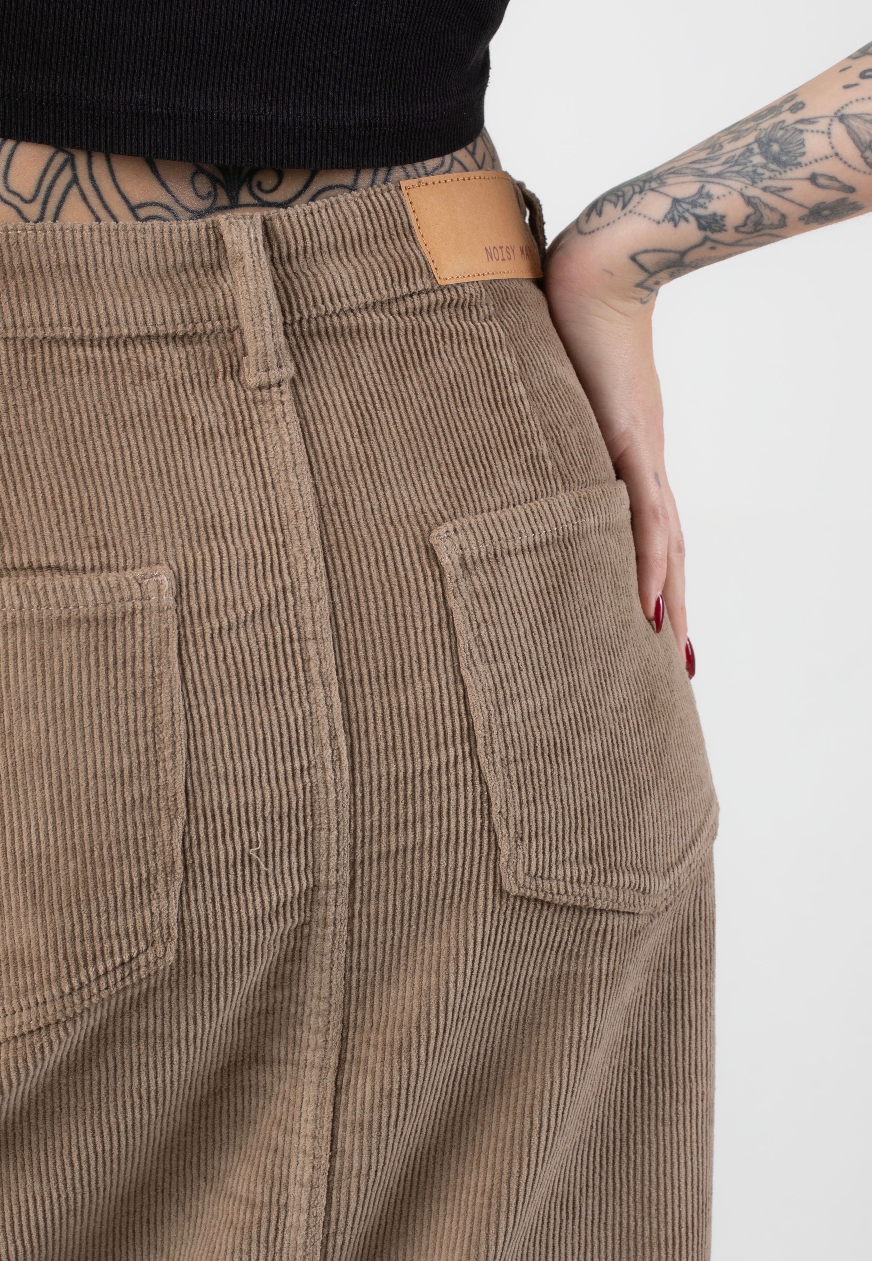 Noisy May - Cord Kath Slit Long Silver Mink - Skirt | Women-Image