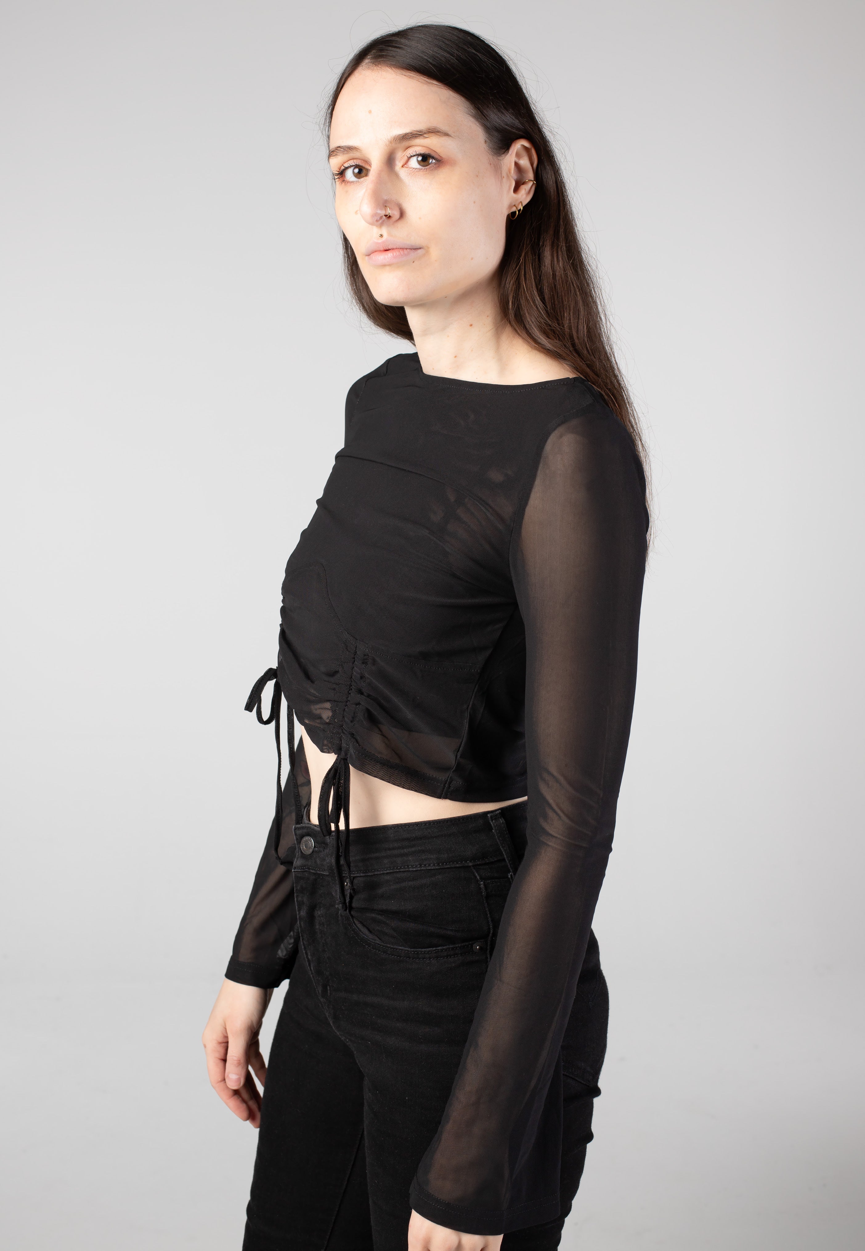 Noisy May - Jane Boatenck Detial Mesh Black - Top | Women-Image