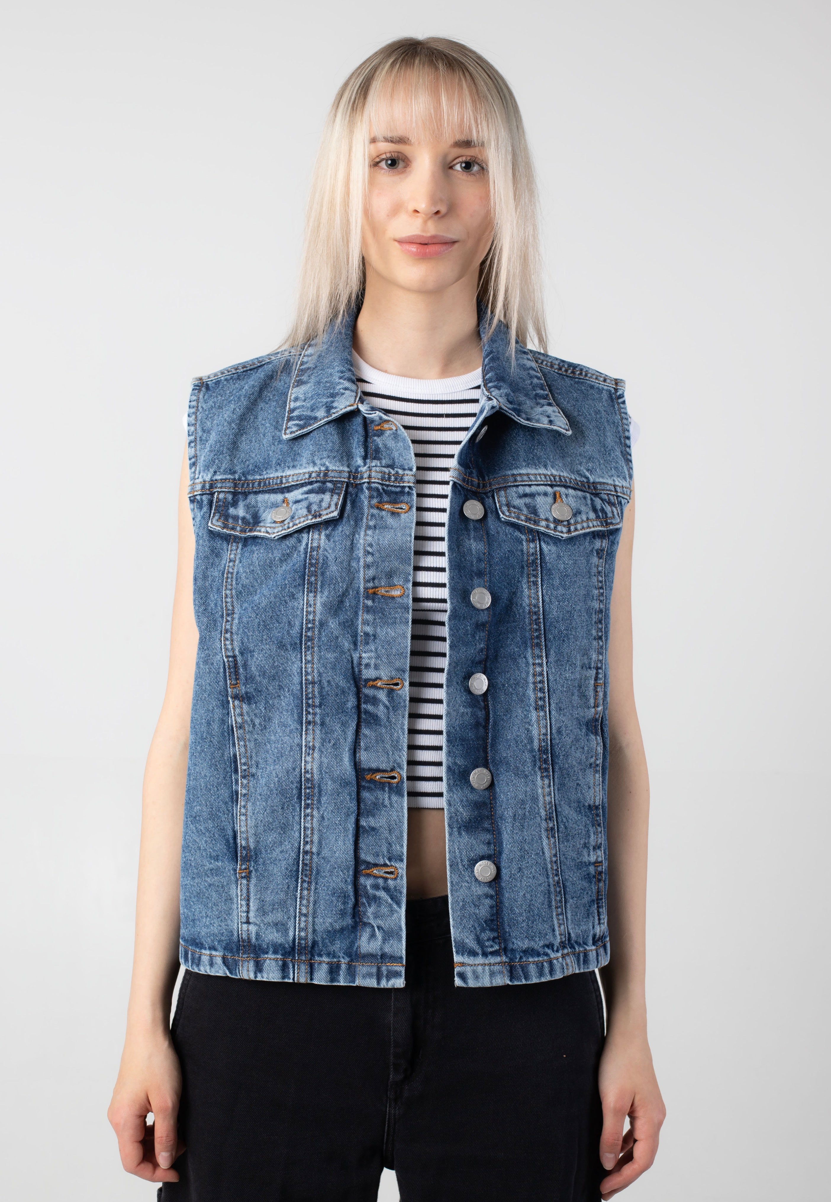 Noisy May - Mami Oversize Medium Blue Denim - Vest | Women-Image