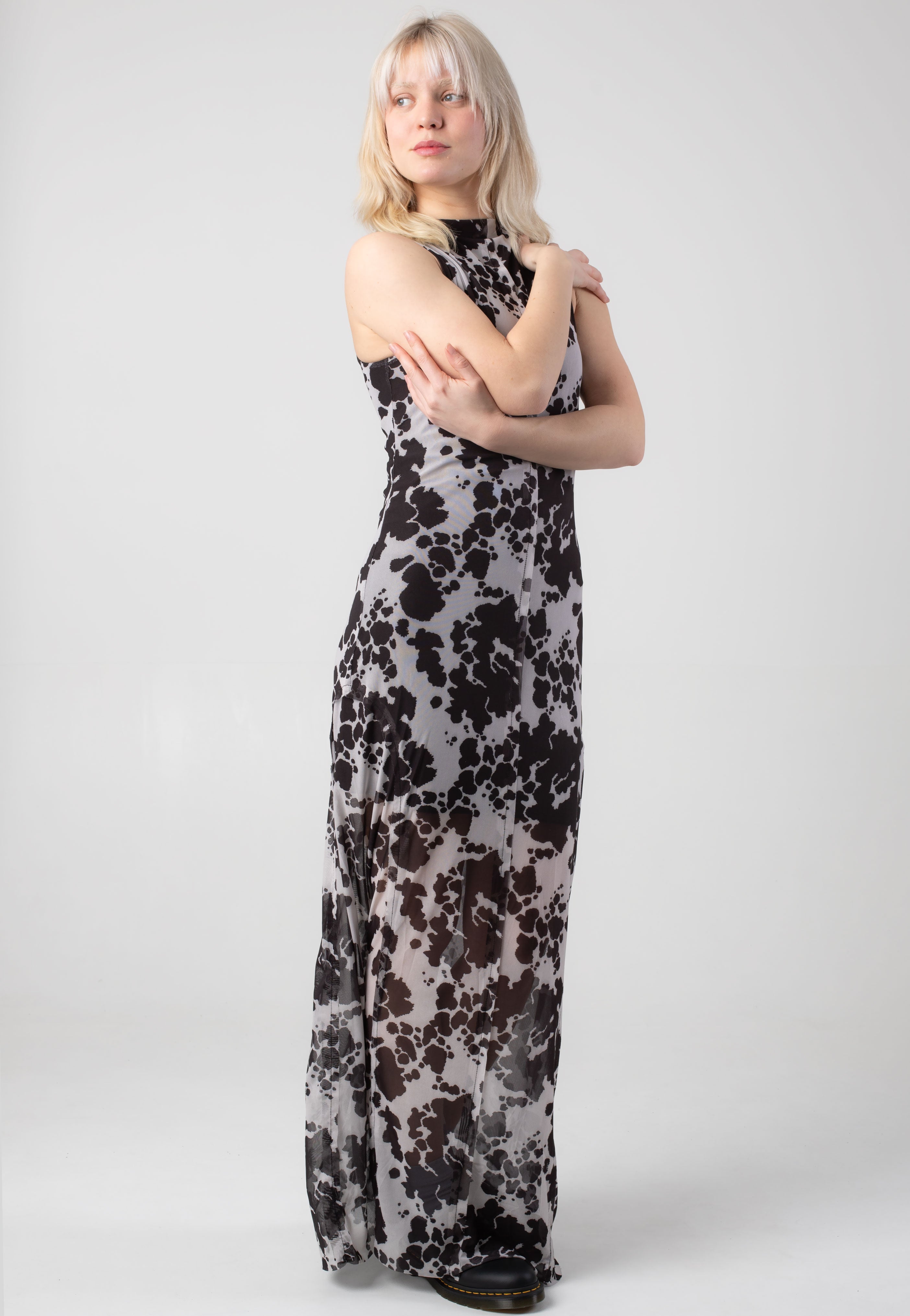 Noisy May - Marika O Neck Long Black Cow - Dress | Women-Image