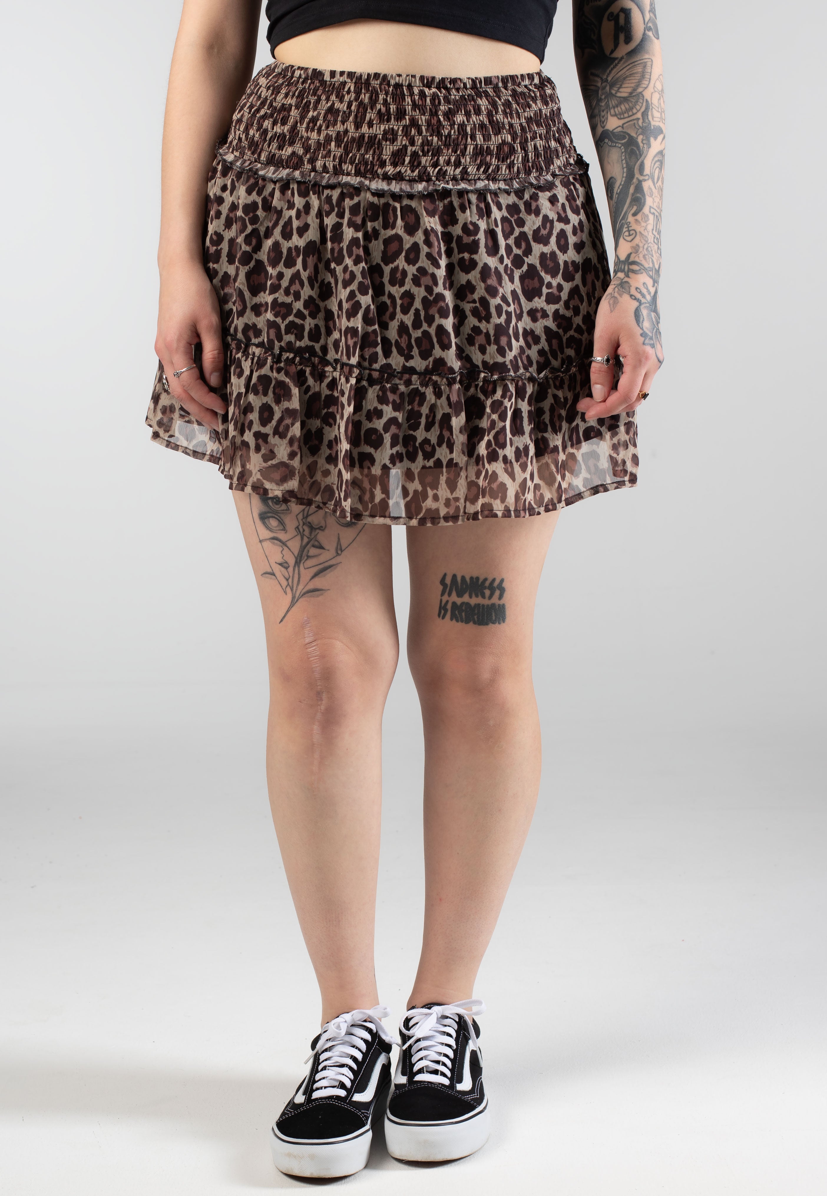 Noisy May - Melina Chiffon Smock Birch Brown Leo - Skirt | Women-Image