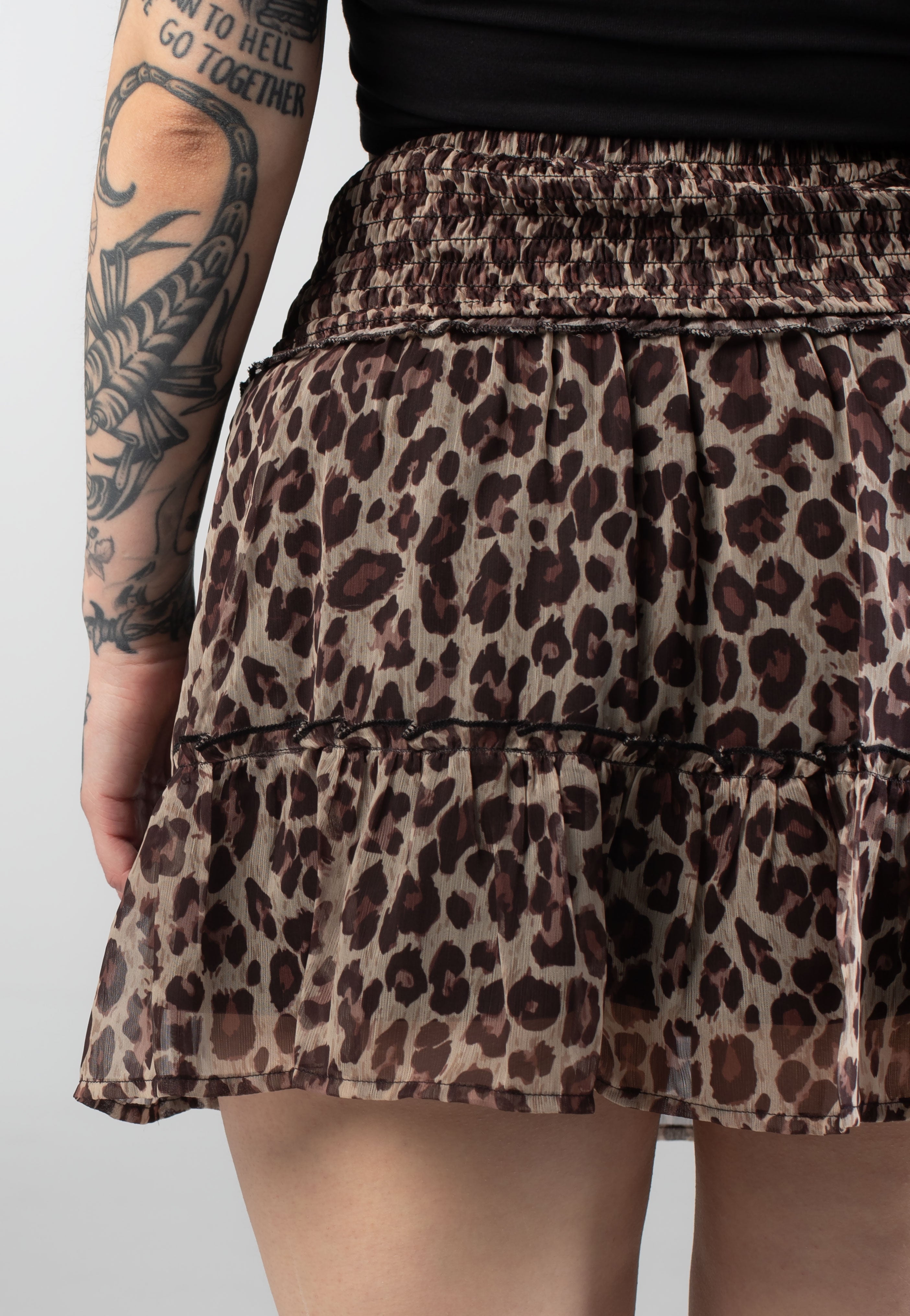 Noisy May - Melina Chiffon Smock Birch Brown Leo - Skirt | Women-Image
