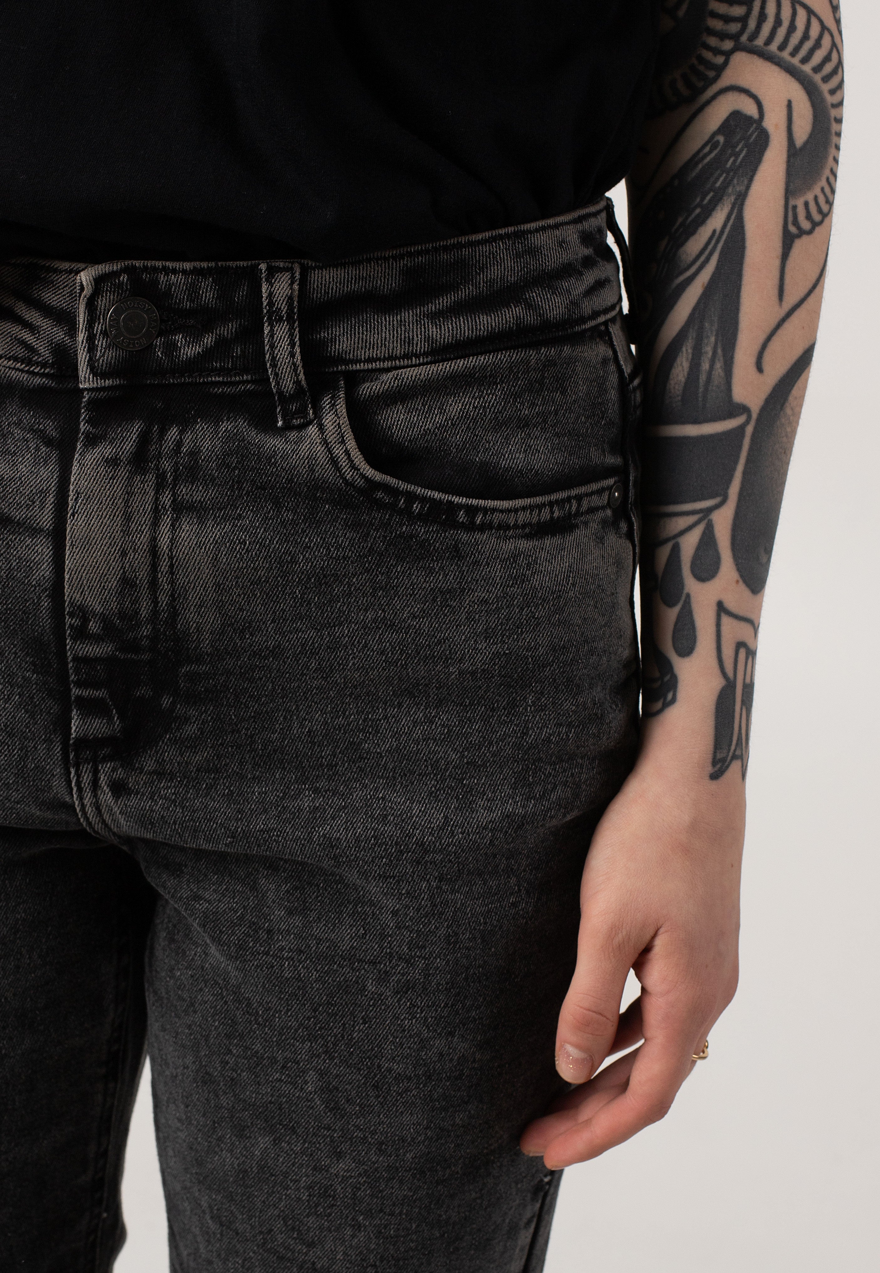 Noisy May - Moni Straight Ank Acid Dark Grey Denim - Jeans | Women-Image