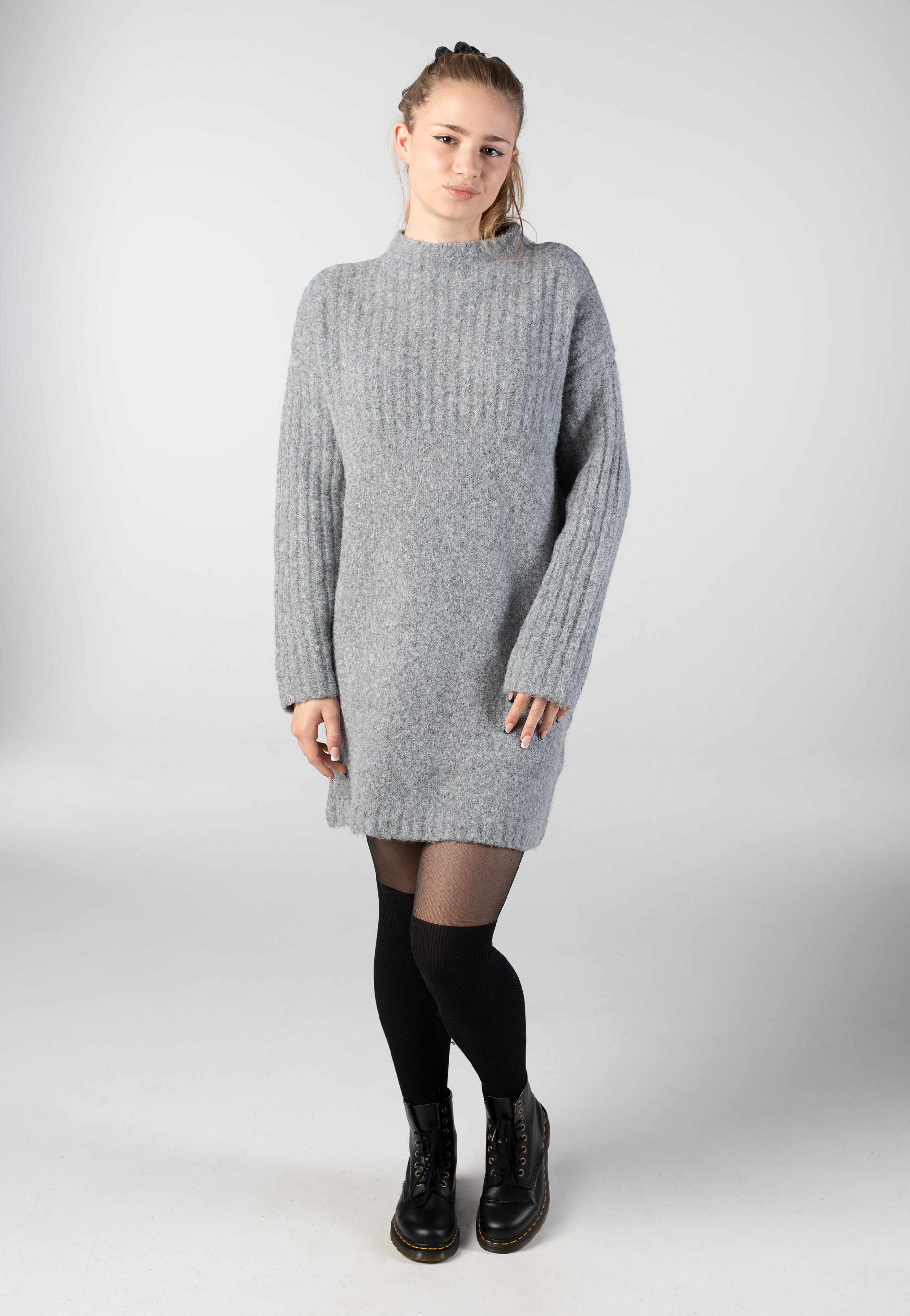 Noisy May - Nyla L/S High Neck Medium Grey Melange - Dress | Women-Image
