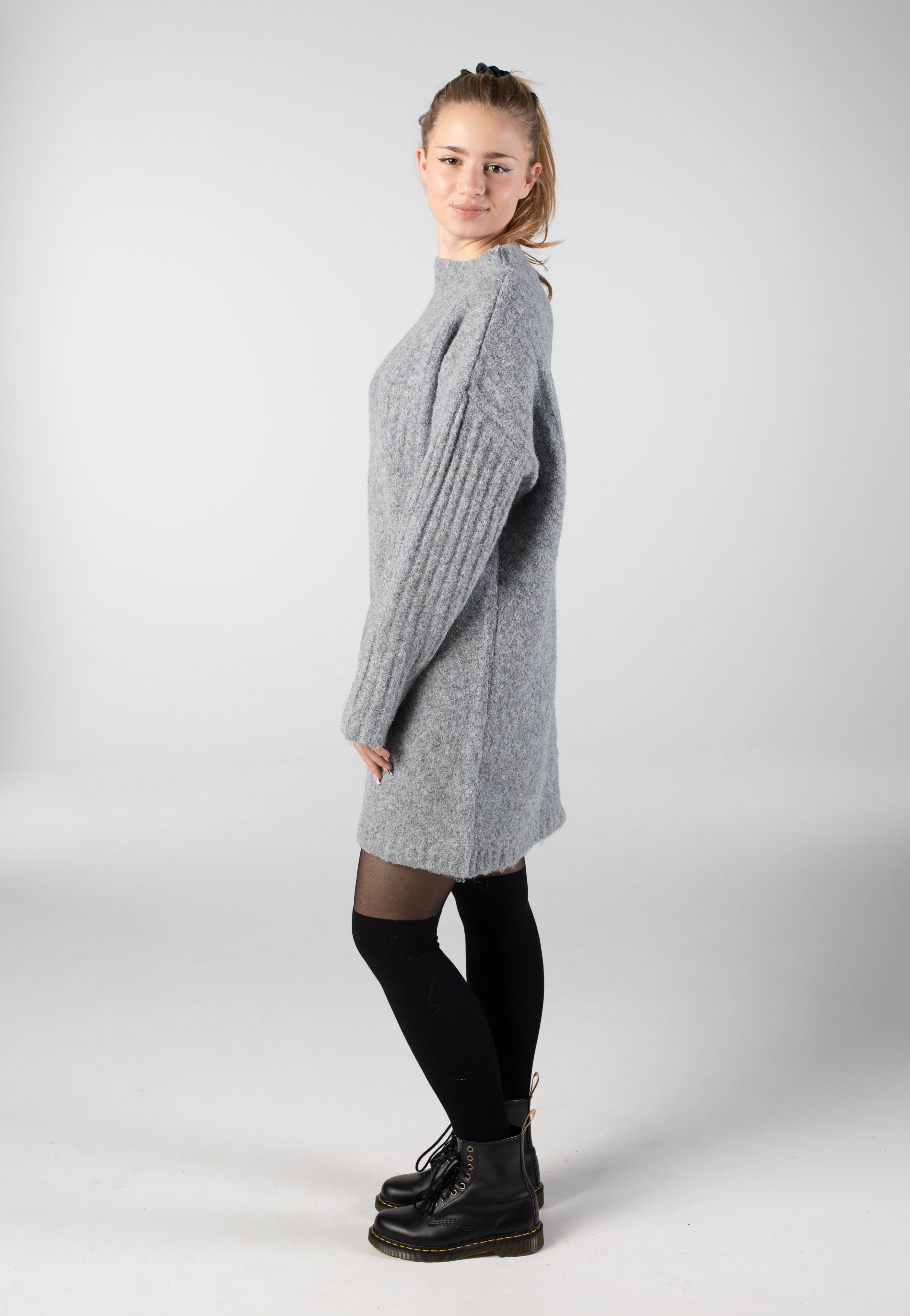 Noisy May - Nyla L/S High Neck Medium Grey Melange - Dress | Women-Image