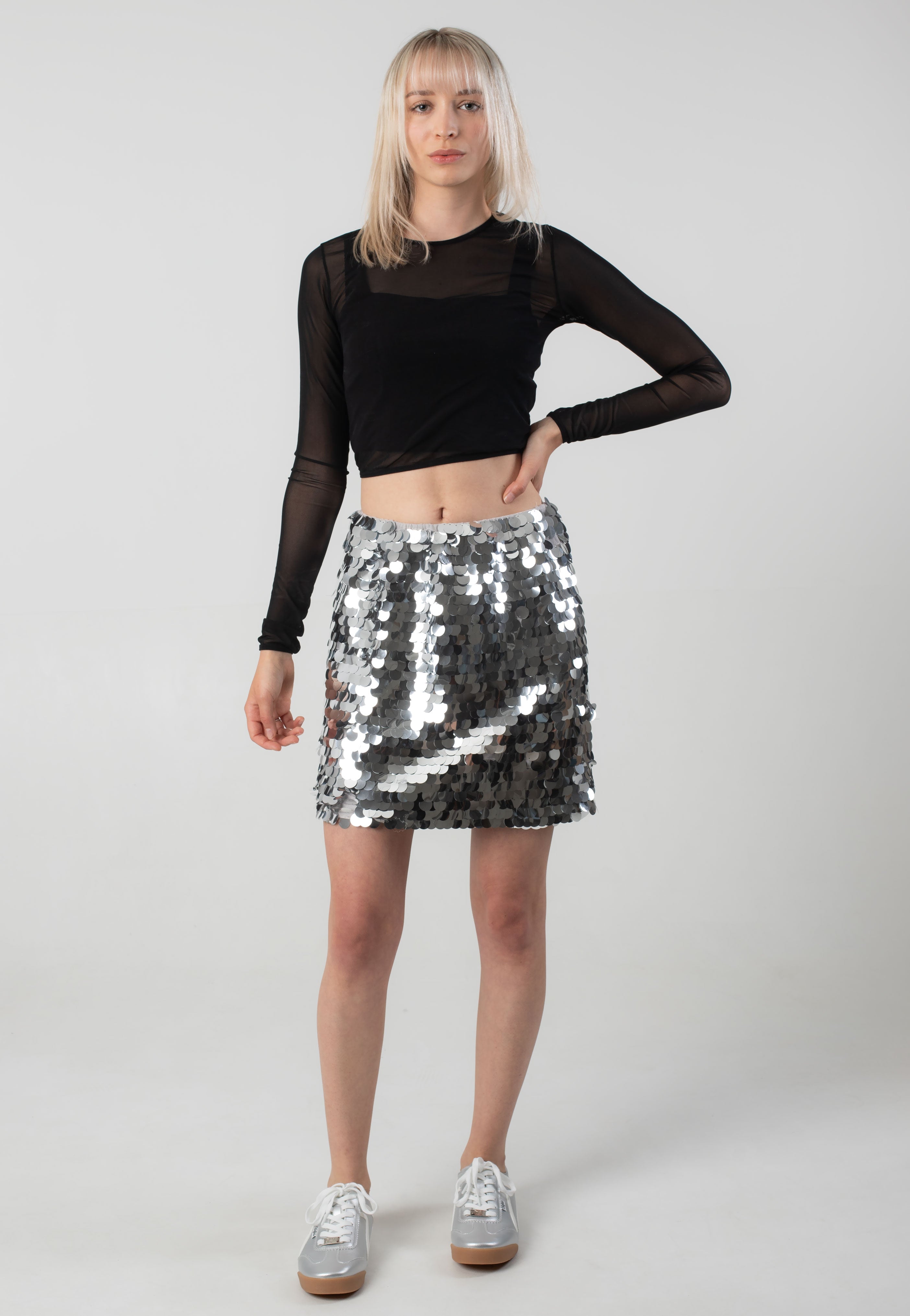 Noisy May - Smila Mini Sequin Silver Colour - Skirt | Women-Image