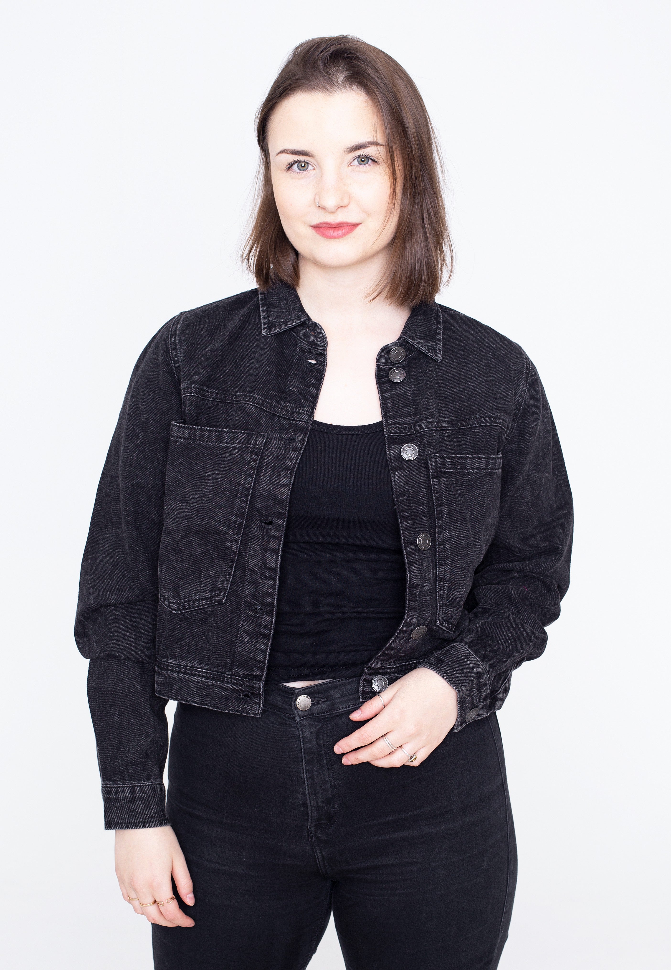 Noisy May - Spidey Crop Denim Black - Jeans Jacket | Women-Image