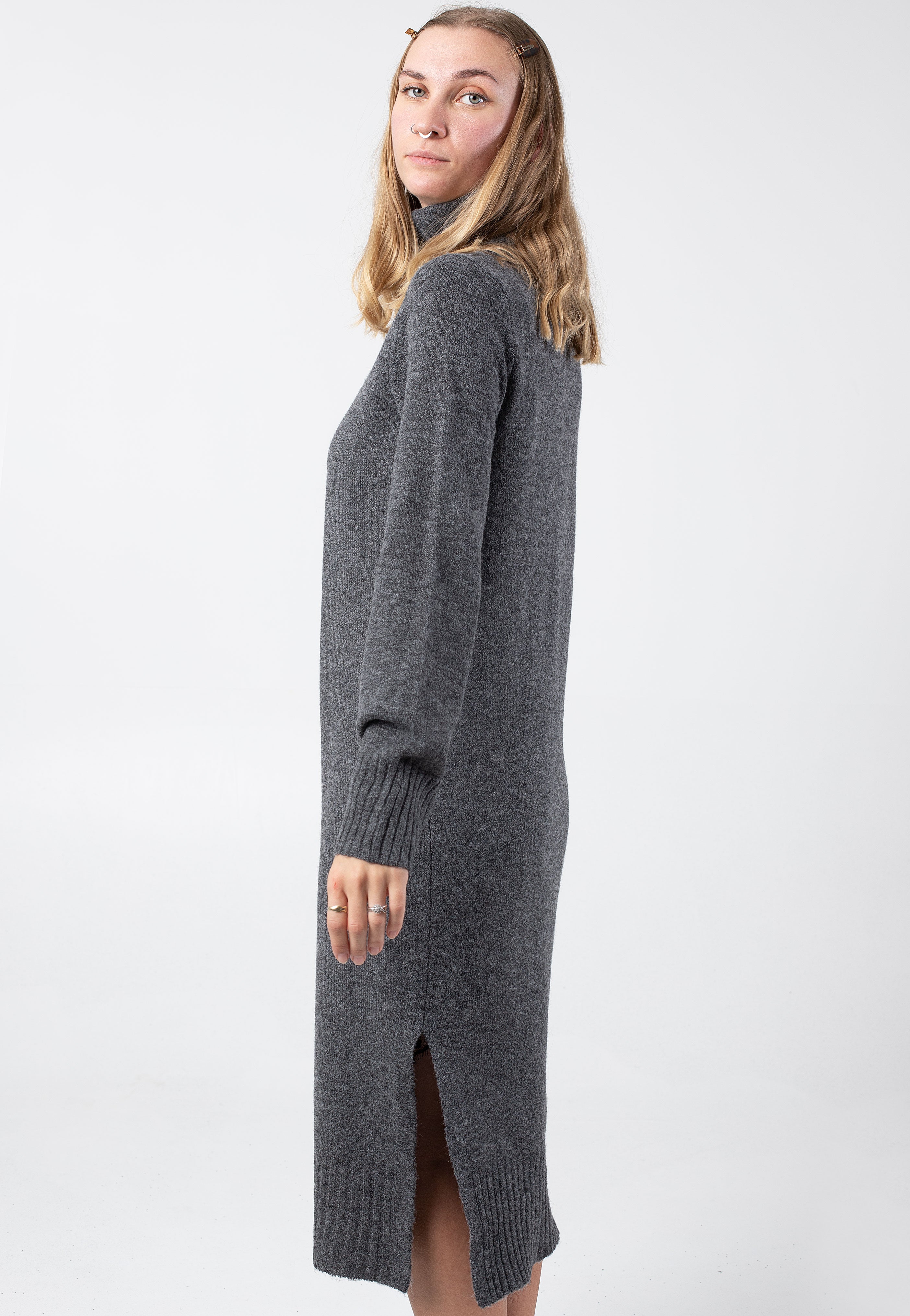 Noisy May - Viola Rollneck Dark Grey Melange - Dress | Women-Image
