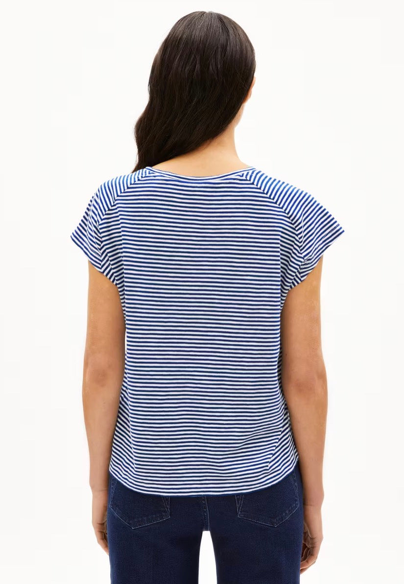 Armedangels - Oneliaa Lovely Stripes Oatmilk/Lapis Blue - T-Shirt | Women-Image