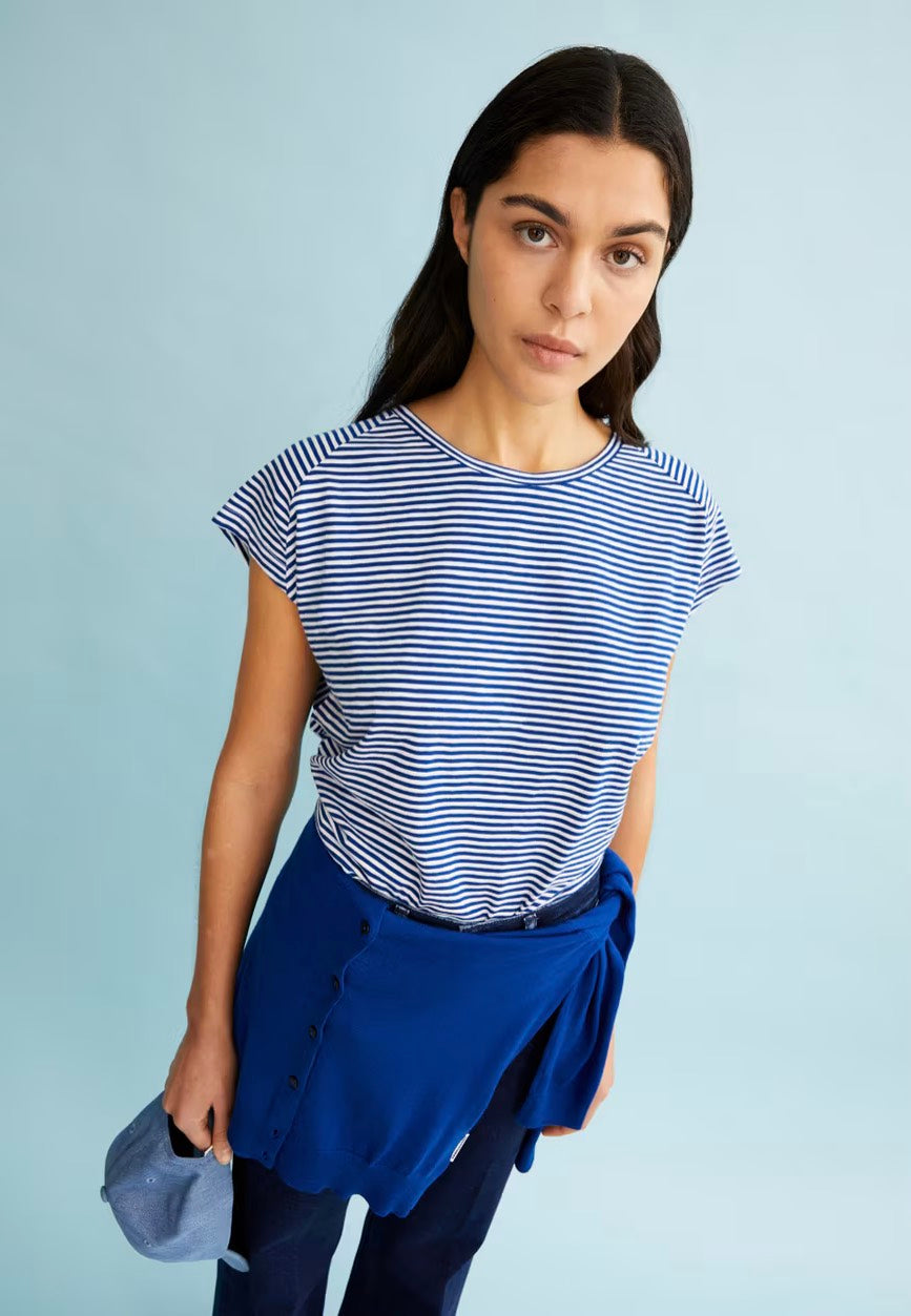 Armedangels - Oneliaa Lovely Stripes Oatmilk/Lapis Blue - T-Shirt | Women-Image