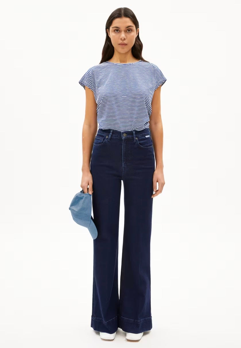 Armedangels - Oneliaa Lovely Stripes Oatmilk/Lapis Blue - T-Shirt | Women-Image