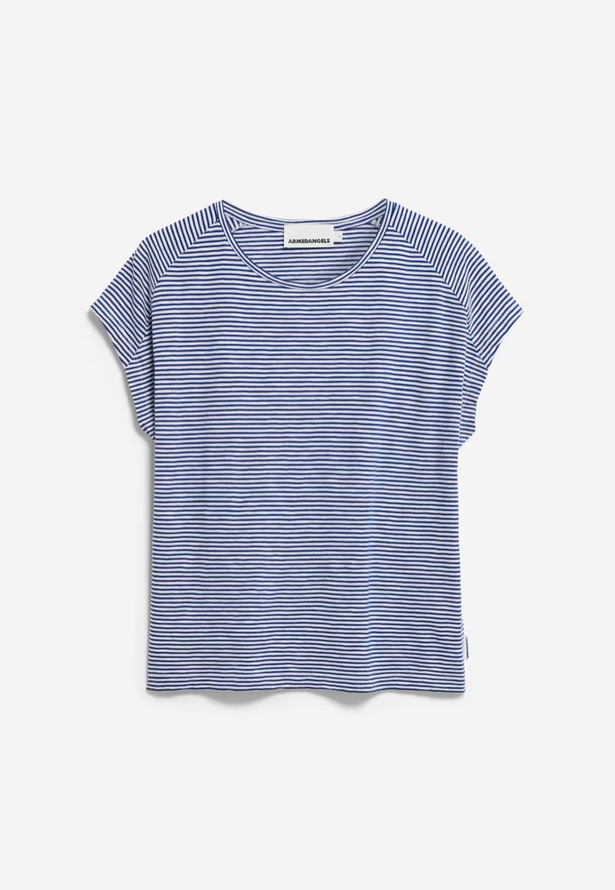 Armedangels - Oneliaa Lovely Stripes Oatmilk/Lapis Blue - T-Shirt | Women-Image