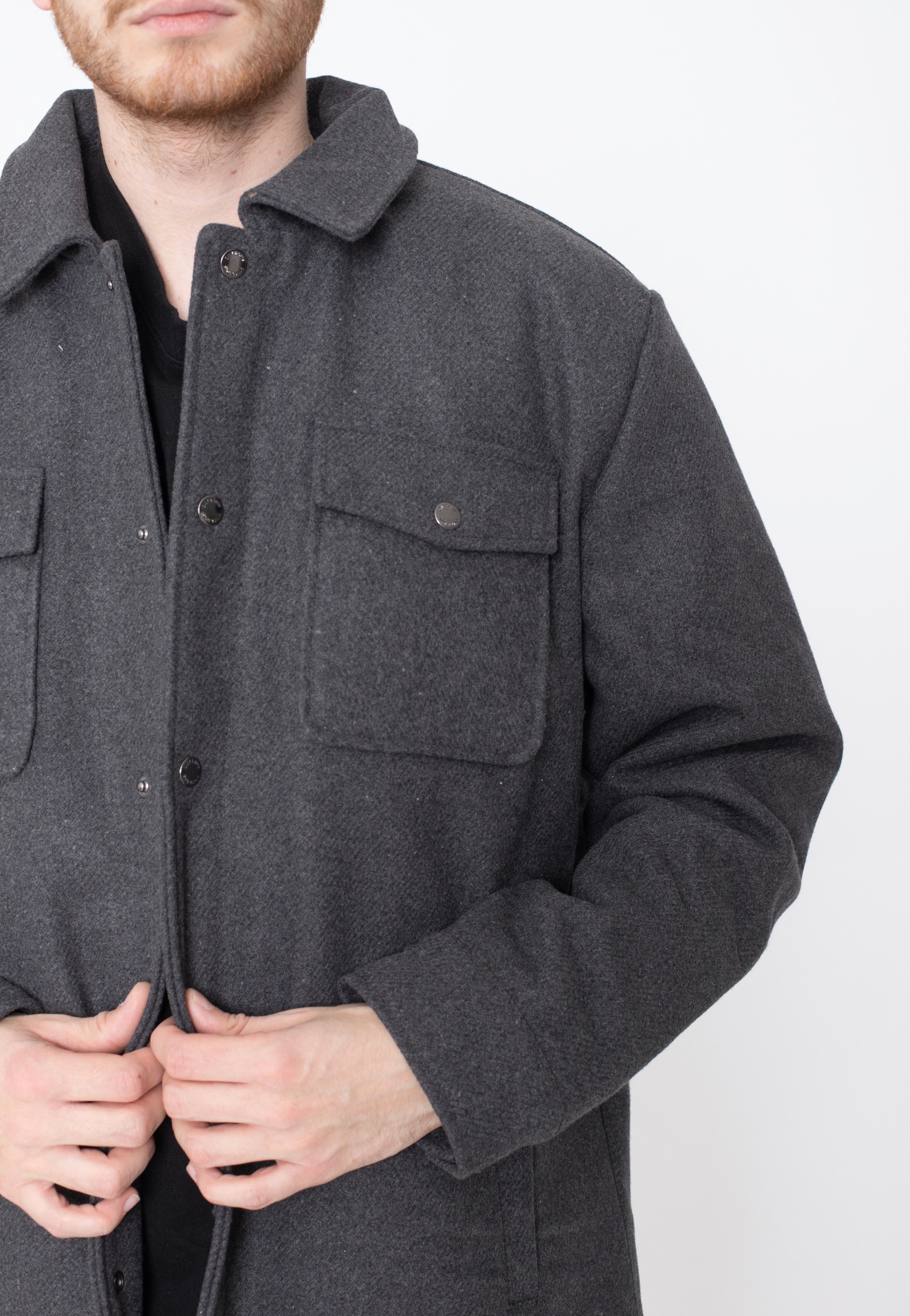 Only & Sons - Creed Loose Wool Dark Grey Melange - Jacket | Men-Image