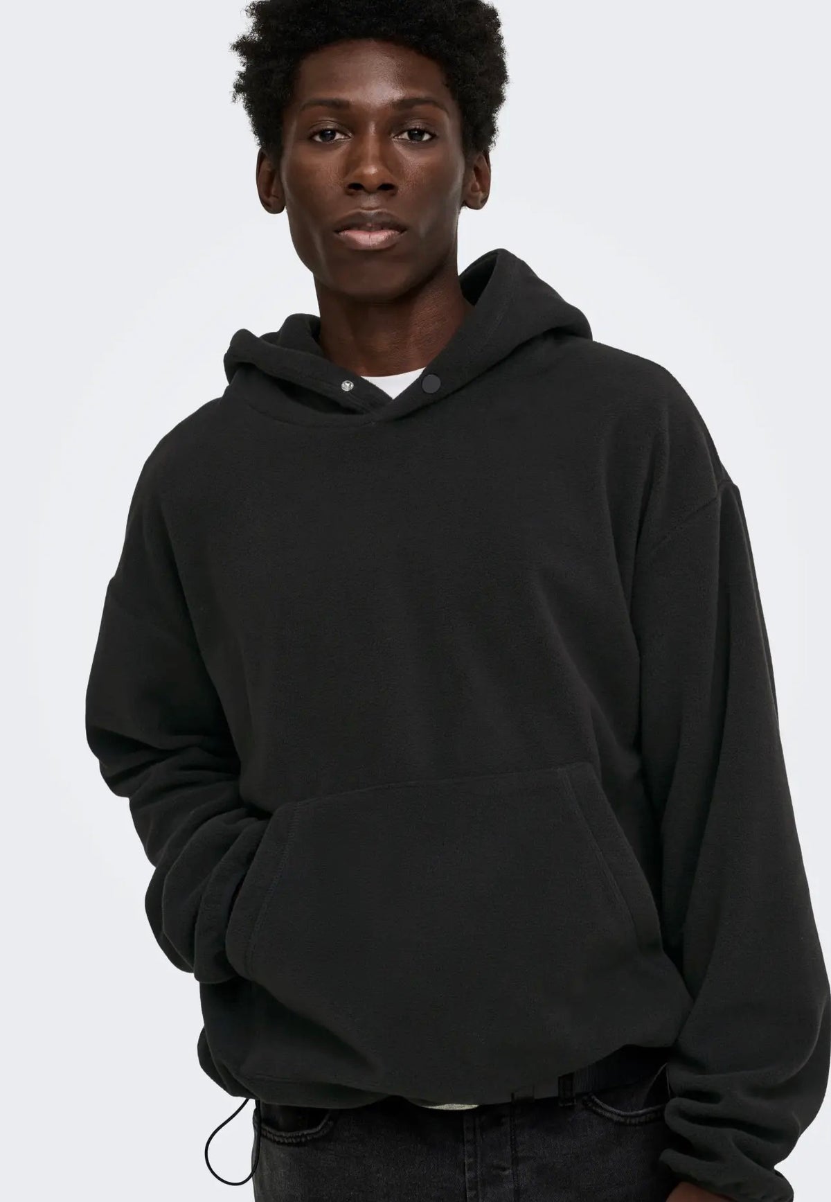 Only & Sons Hunter Fleece Black Huvtröja | Men-Image