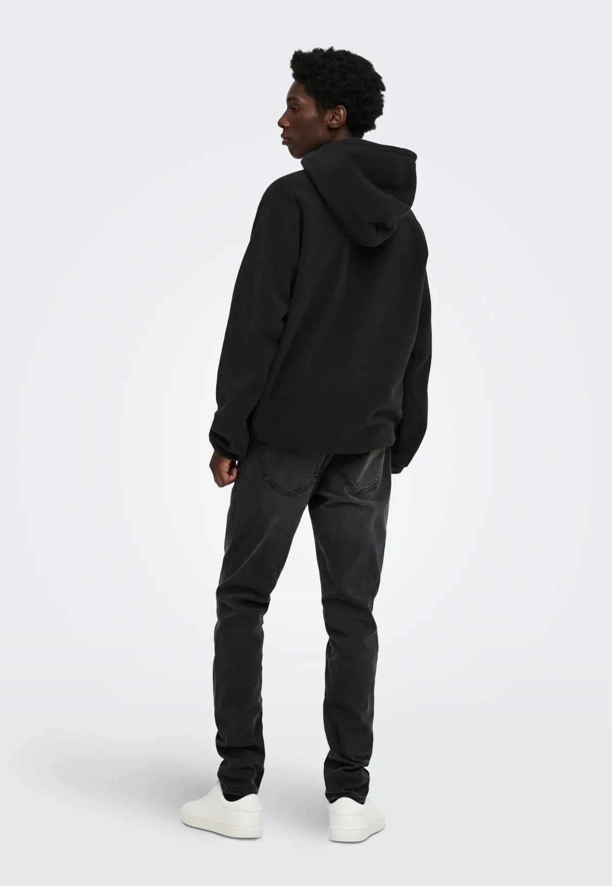 Only & Sons Hunter Fleece Black Huvtröja | Men-Image