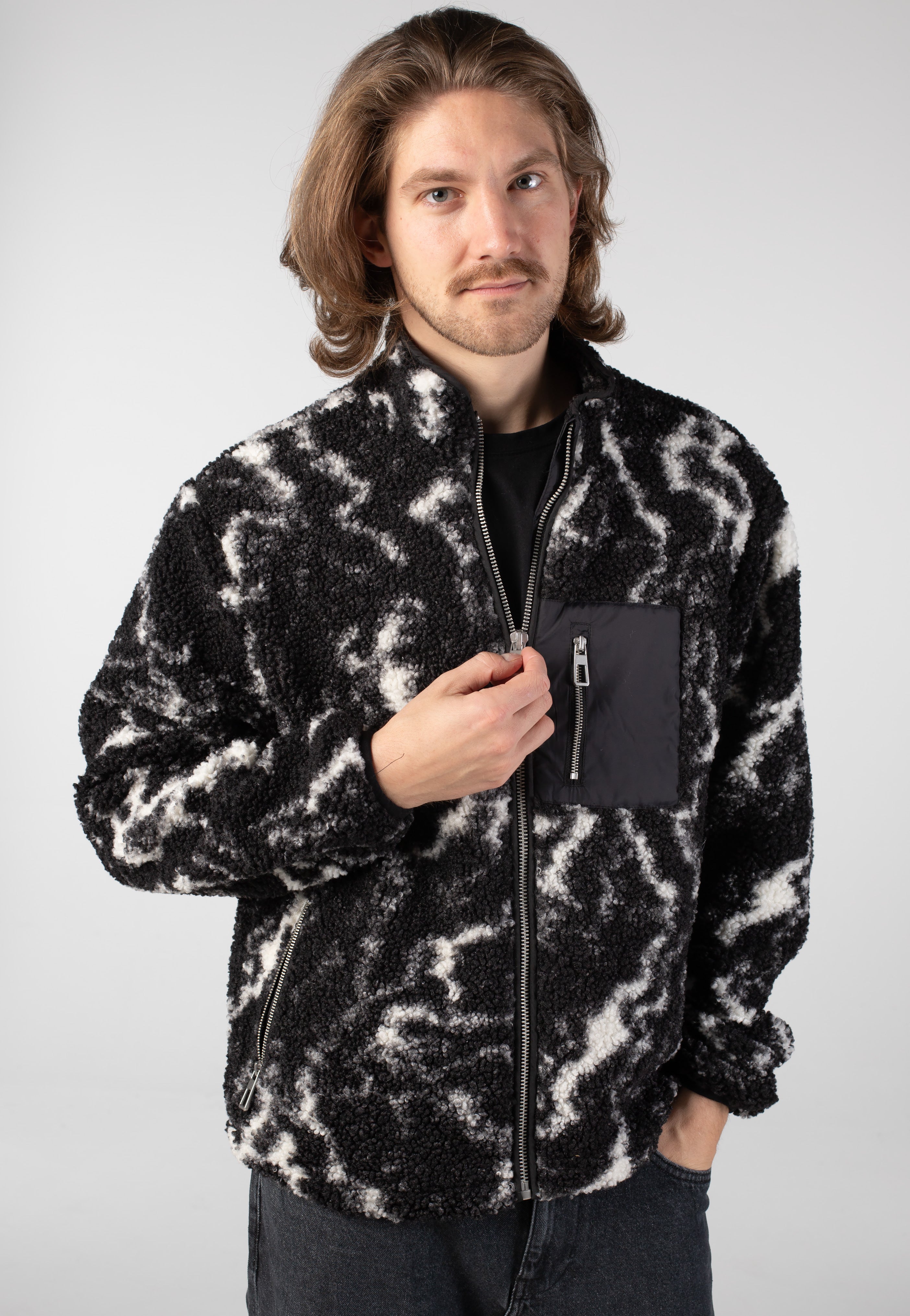 Only & Sons - Jaimy Sherpa Black/White - Jacket | Men-Image