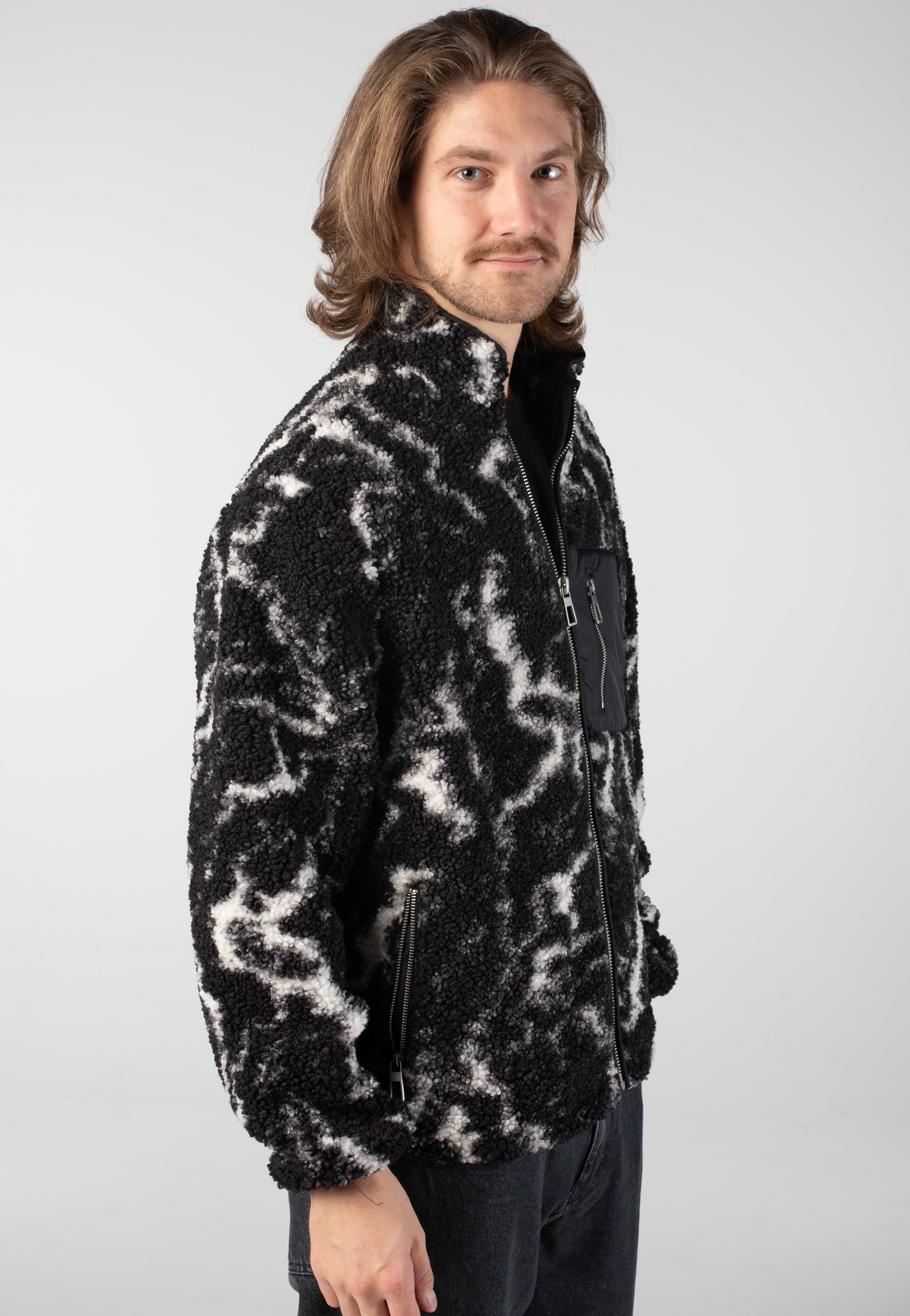 Only & Sons - Jaimy Sherpa Black/White - Jacket | Men-Image
