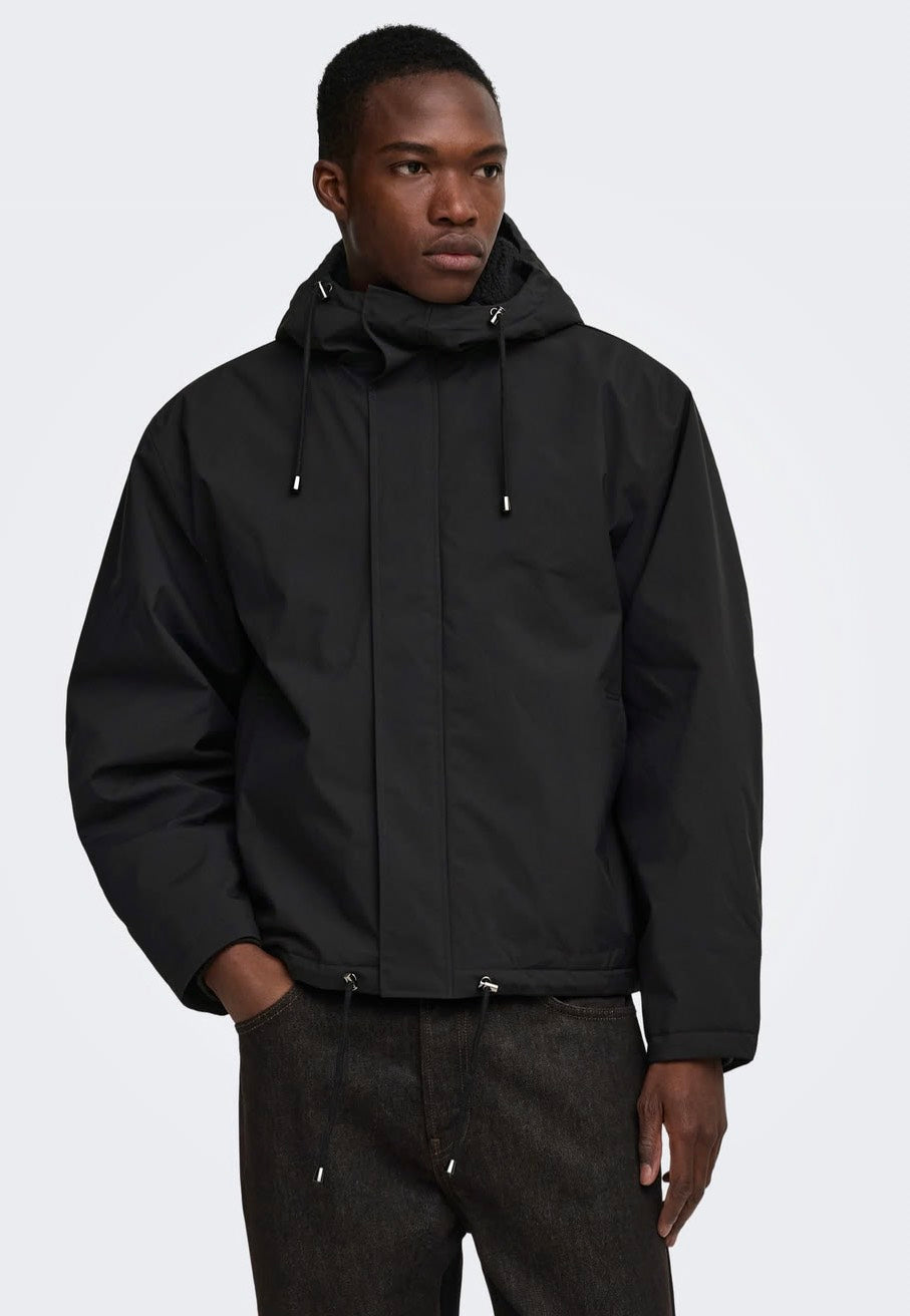Only & Sons Alex Black/Black Sherpa Chaqueta | Men-Image