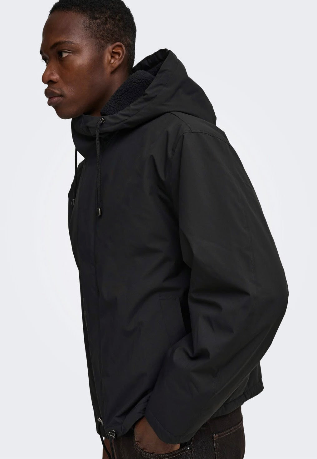 Only & Sons Alex Black/Black Sherpa Chaqueta | Men-Image