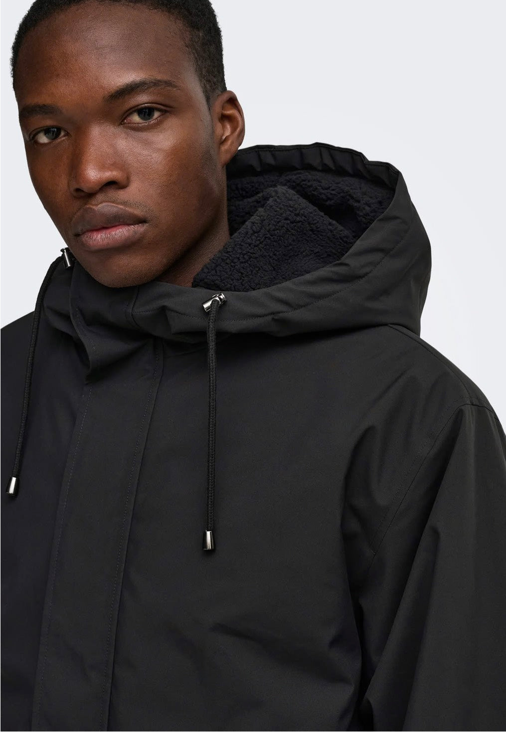 Only & Sons Alex Black/Black Sherpa Chaqueta | Men-Image