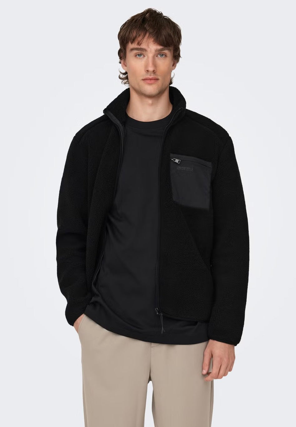 Only & Sons Dallas Life Sherpa Black Bunda | Men-Image