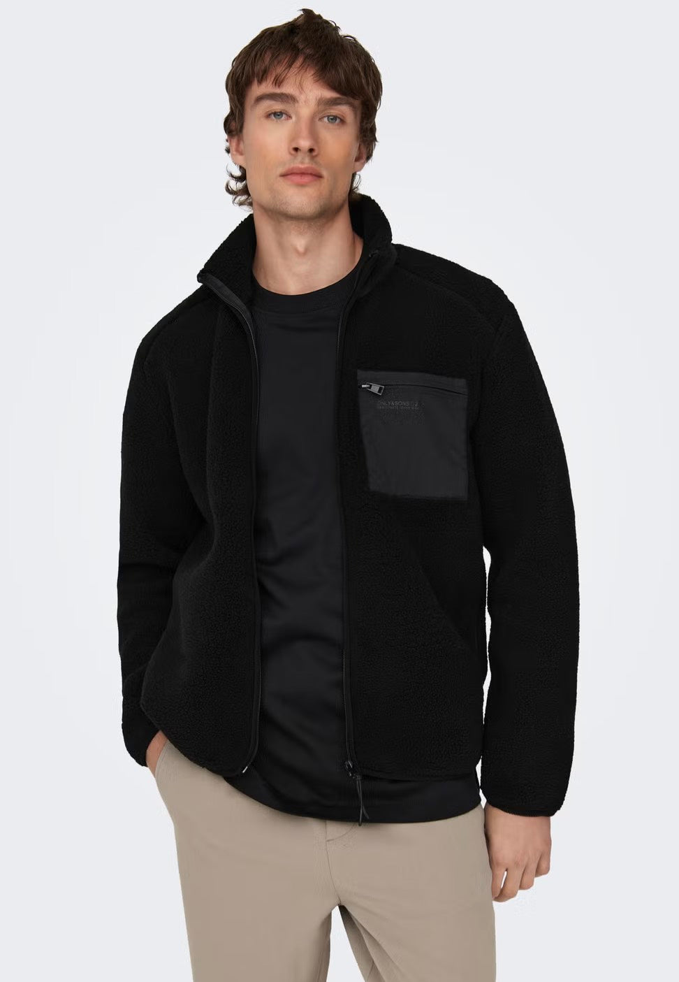 Only & Sons Dallas Life Sherpa Black Veste | Men-Image