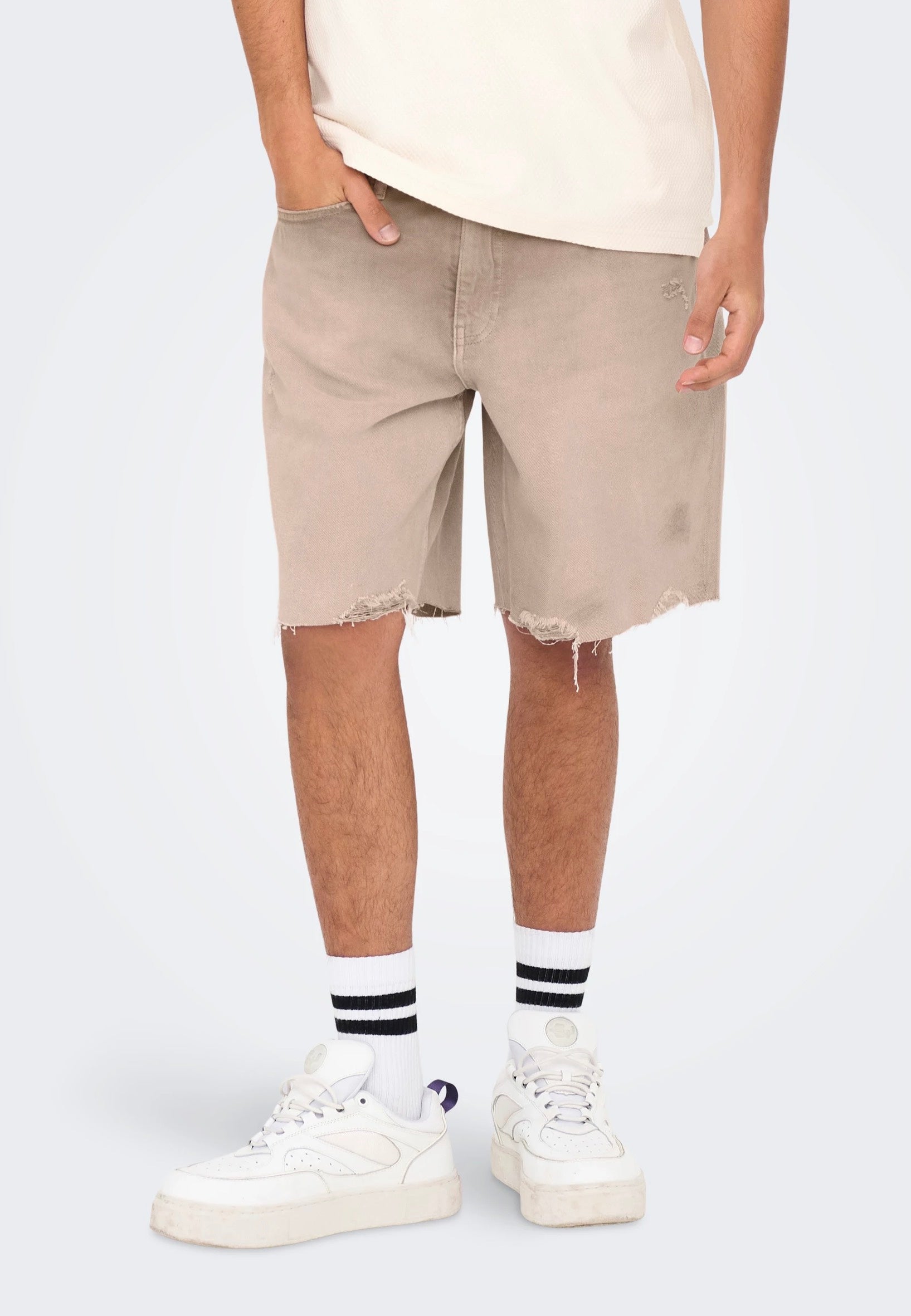 Only & Sons - Edge Light Blue Bleached Denim - Shorts | Men-Image