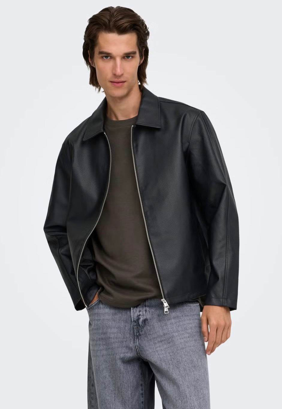 Only & Sons Rem PU Black Kožená bunda | Men-Image