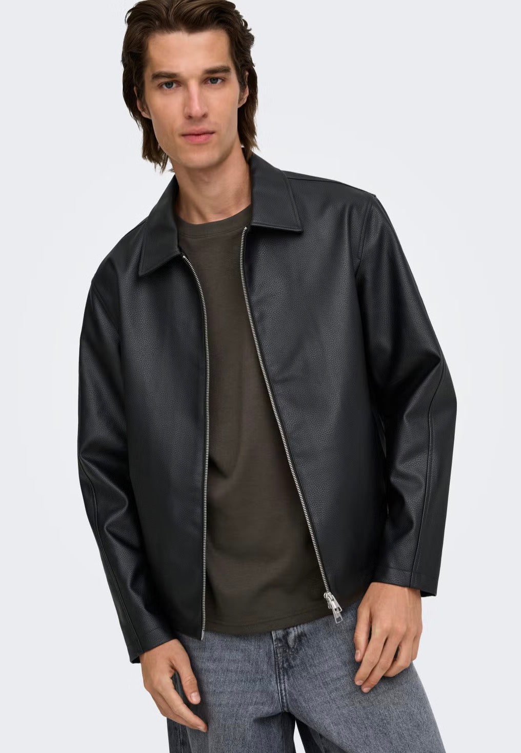 Only & Sons Rem PU Black Kožená bunda | Men-Image