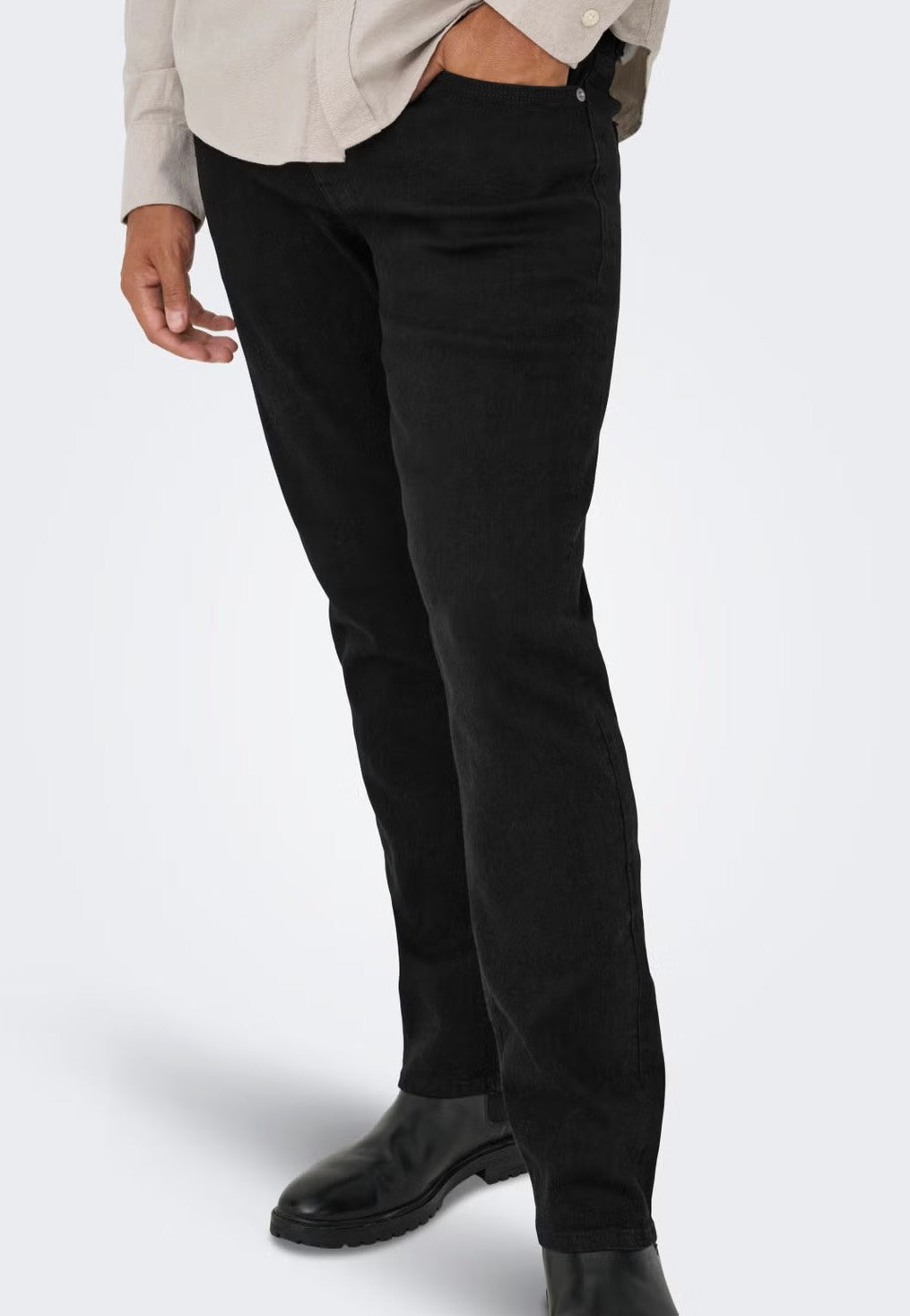 Only & Sons Weft Regular Black Denim Džíny | Men-Image