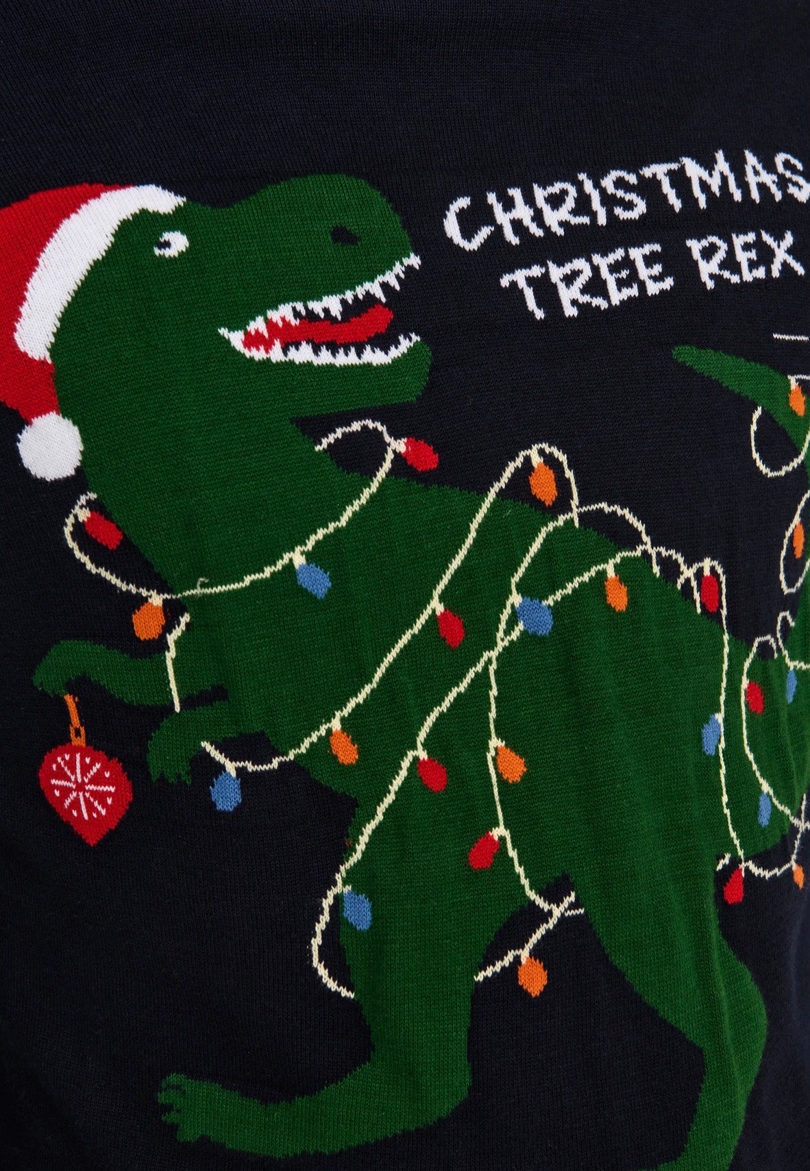 Only & Sons Xmas Reg 5 Placement Dark Navy T-Rex Pullover | Men-Image