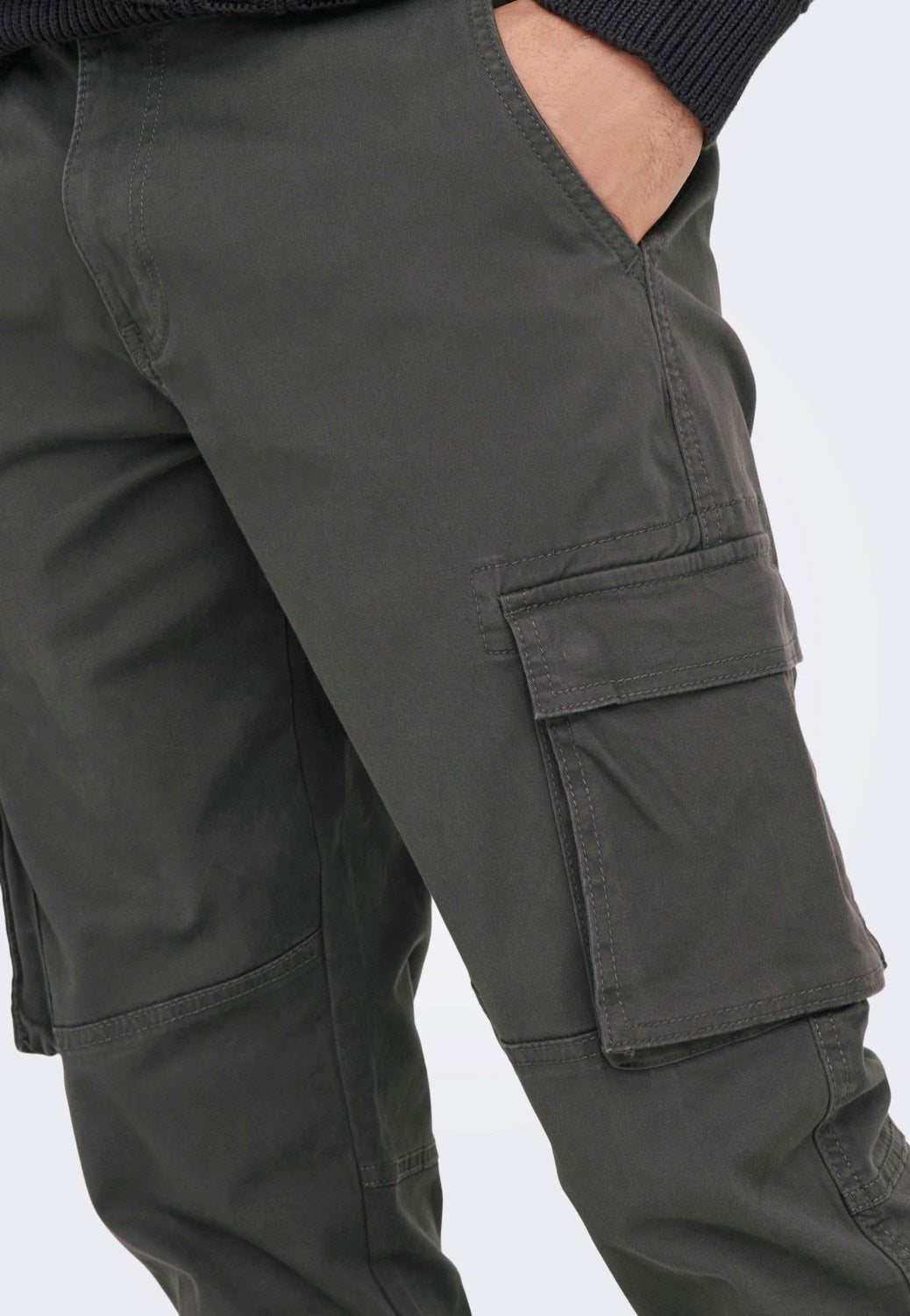 Only & Sons - Cam Stage Cargo Cuff Grey Pinstripe - Pants | Men-Image