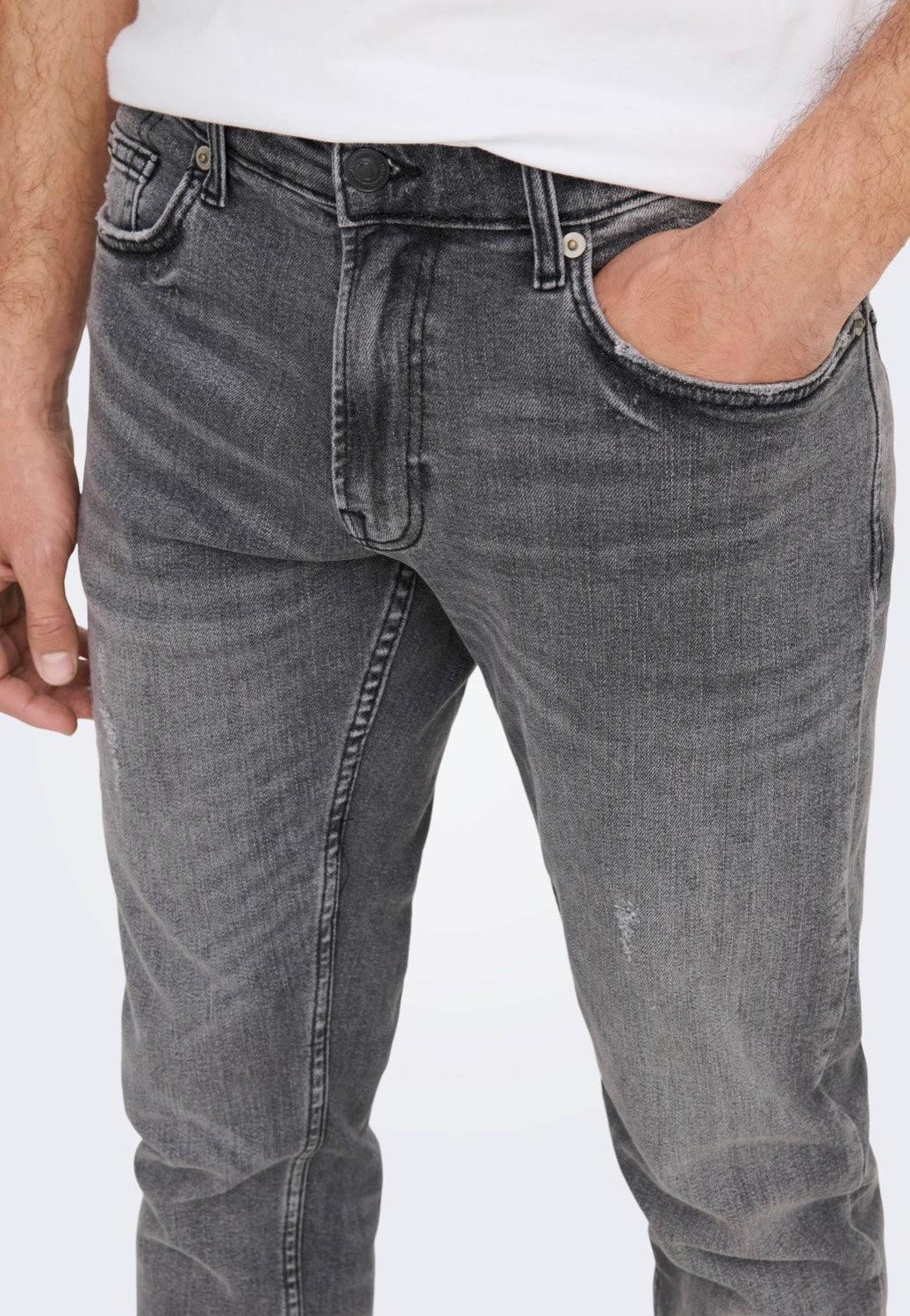 Only & Sons - Weft Reg Destroy Grey Denim - Jeans | Men-Image