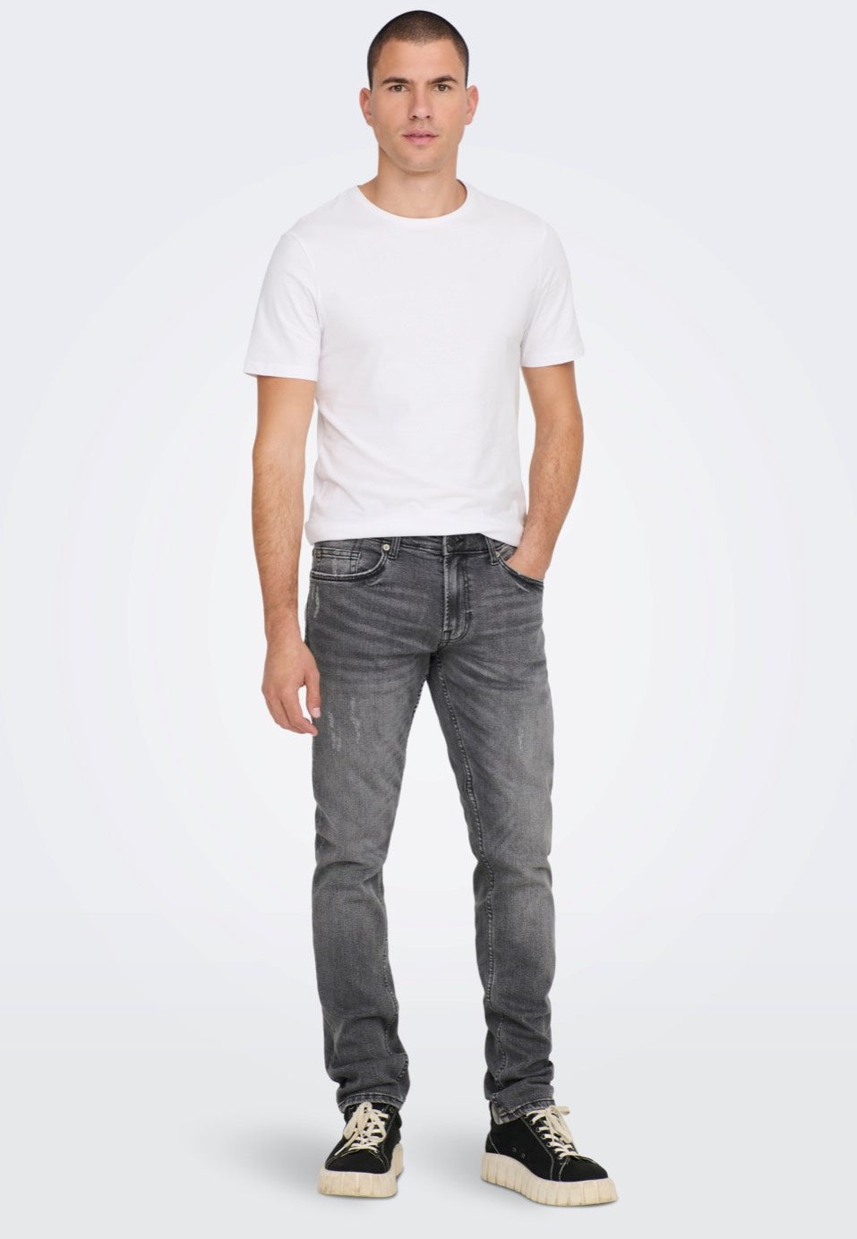 Only & Sons - Weft Reg Destroy Grey Denim - Jeans | Men-Image