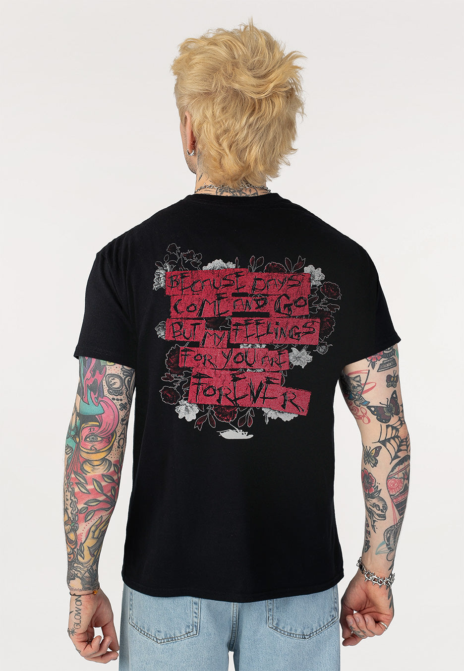 Papa Roach Heart Flowers T-Shirt | Men-Image