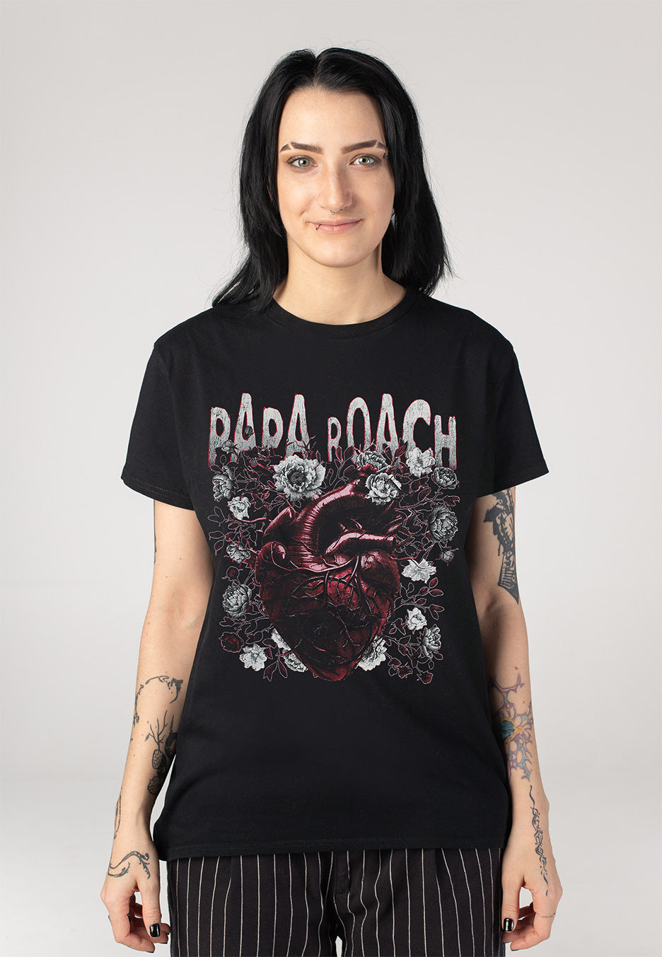 Papa Roach Heart Flowers T-Shirt | Women-Image