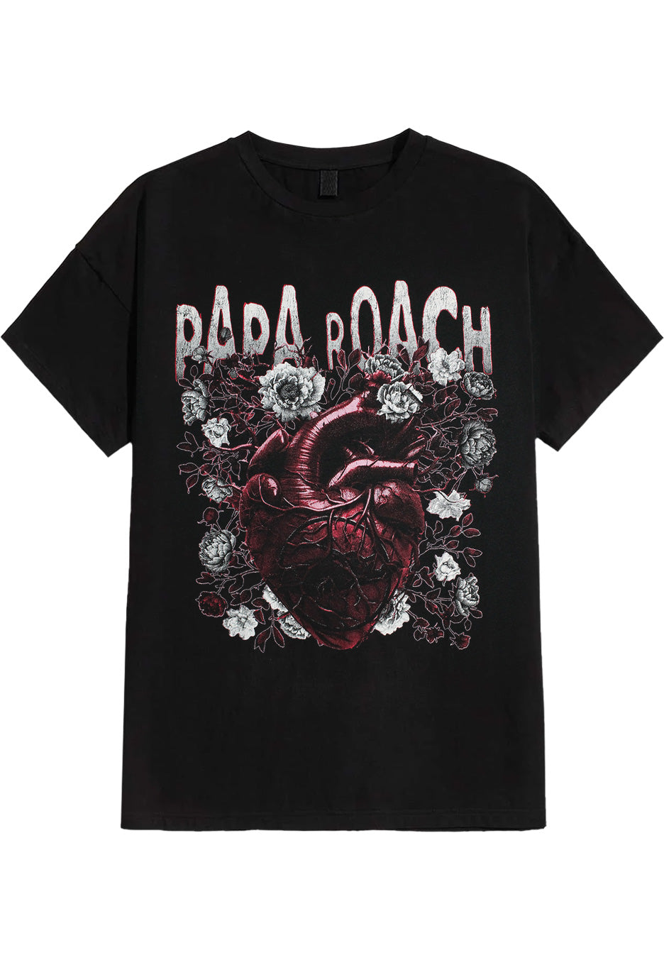 Papa Roach Heart Flowers T-Shirt | Neutral-Image