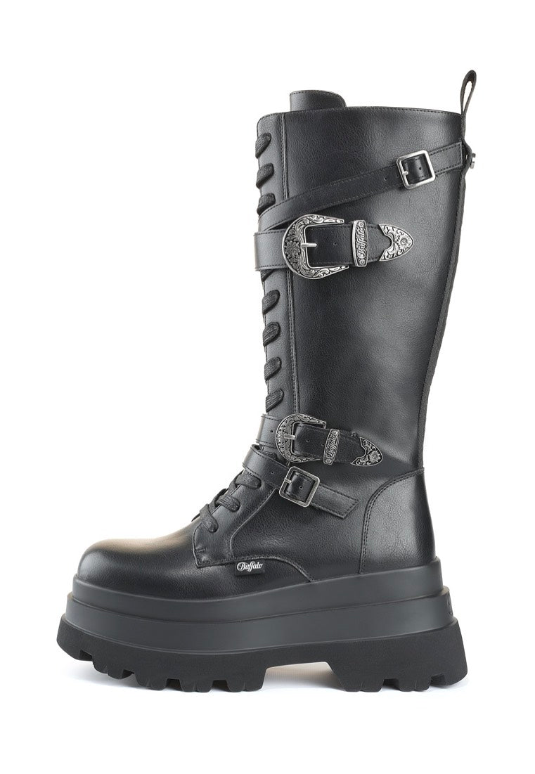 Buffalo - Jupiter West Lace Up High Vegan Nappa Black - Girl Shoes | Women-Image