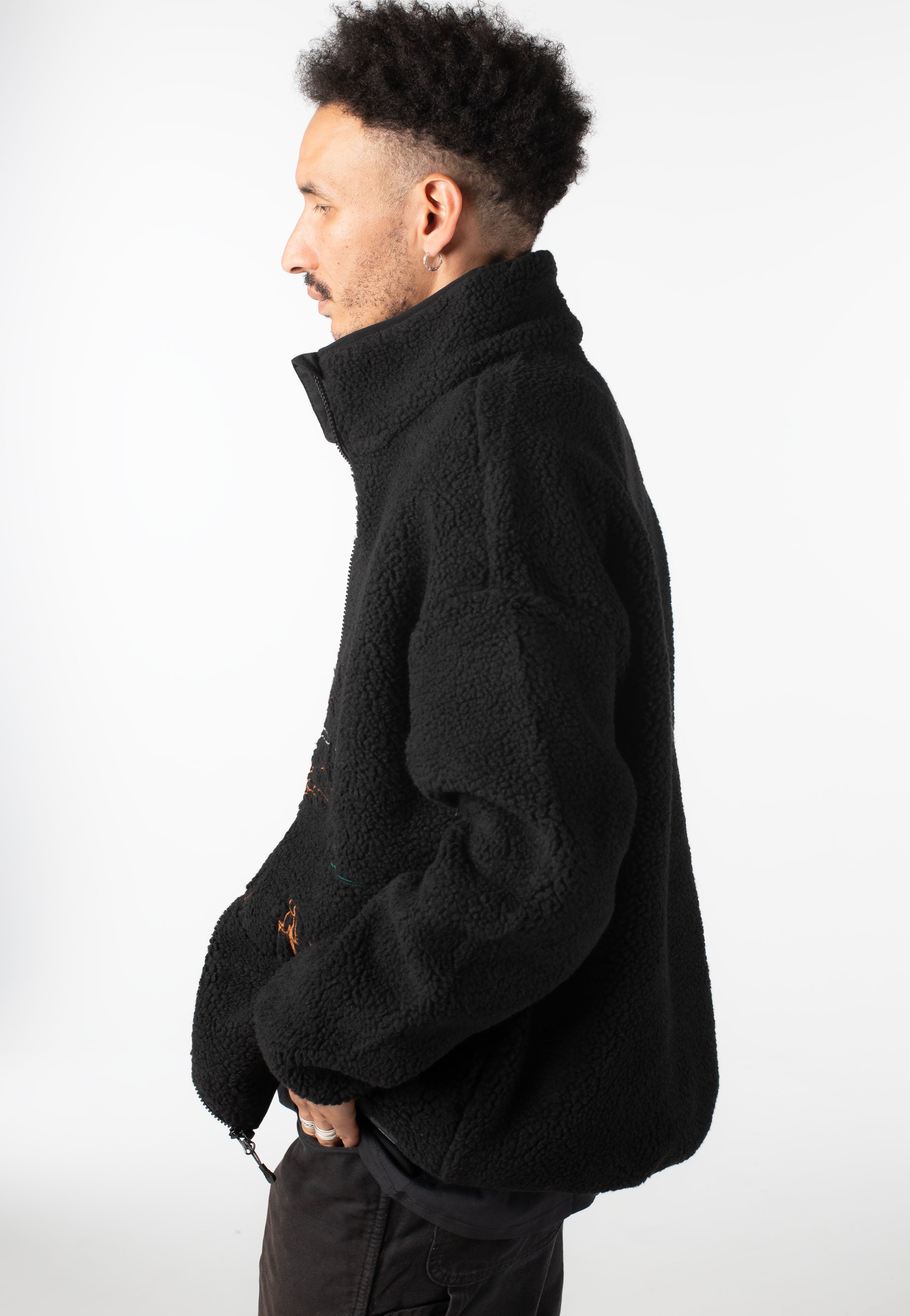 Picture - Hafdals Emb Zip Fleece Black - Jacket | Men-Image