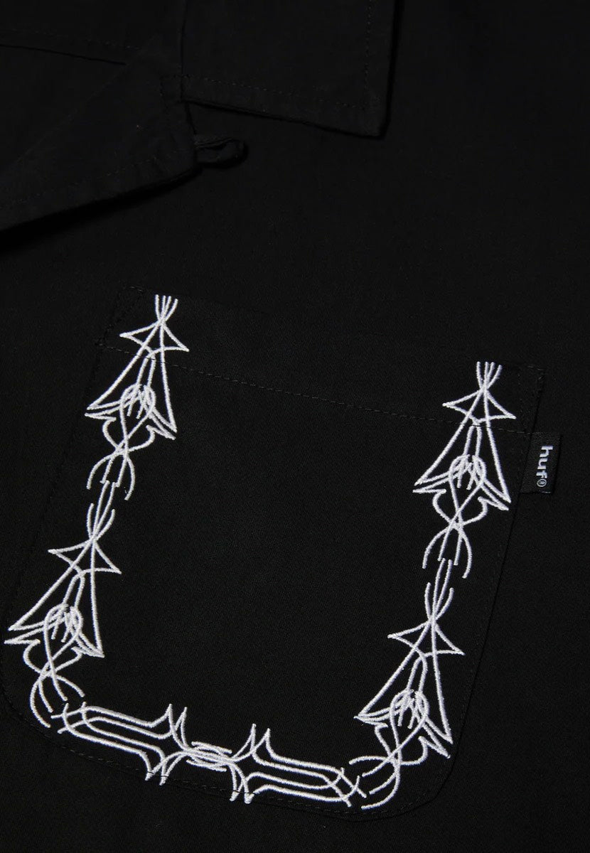HUF - Pinstripe Emb Resort Black - Shirt | Men-Image