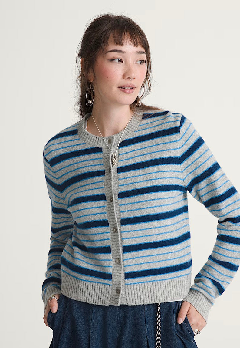 Vans - LX Dolly Stripe Cement Heather/Brightazure - Cardigan | Women-Image
