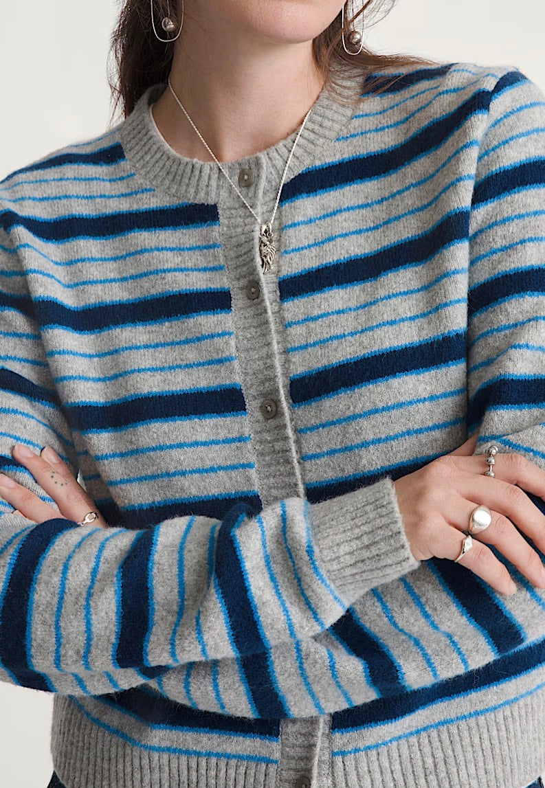 Vans - LX Dolly Stripe Cement Heather/Brightazure - Cardigan | Women-Image