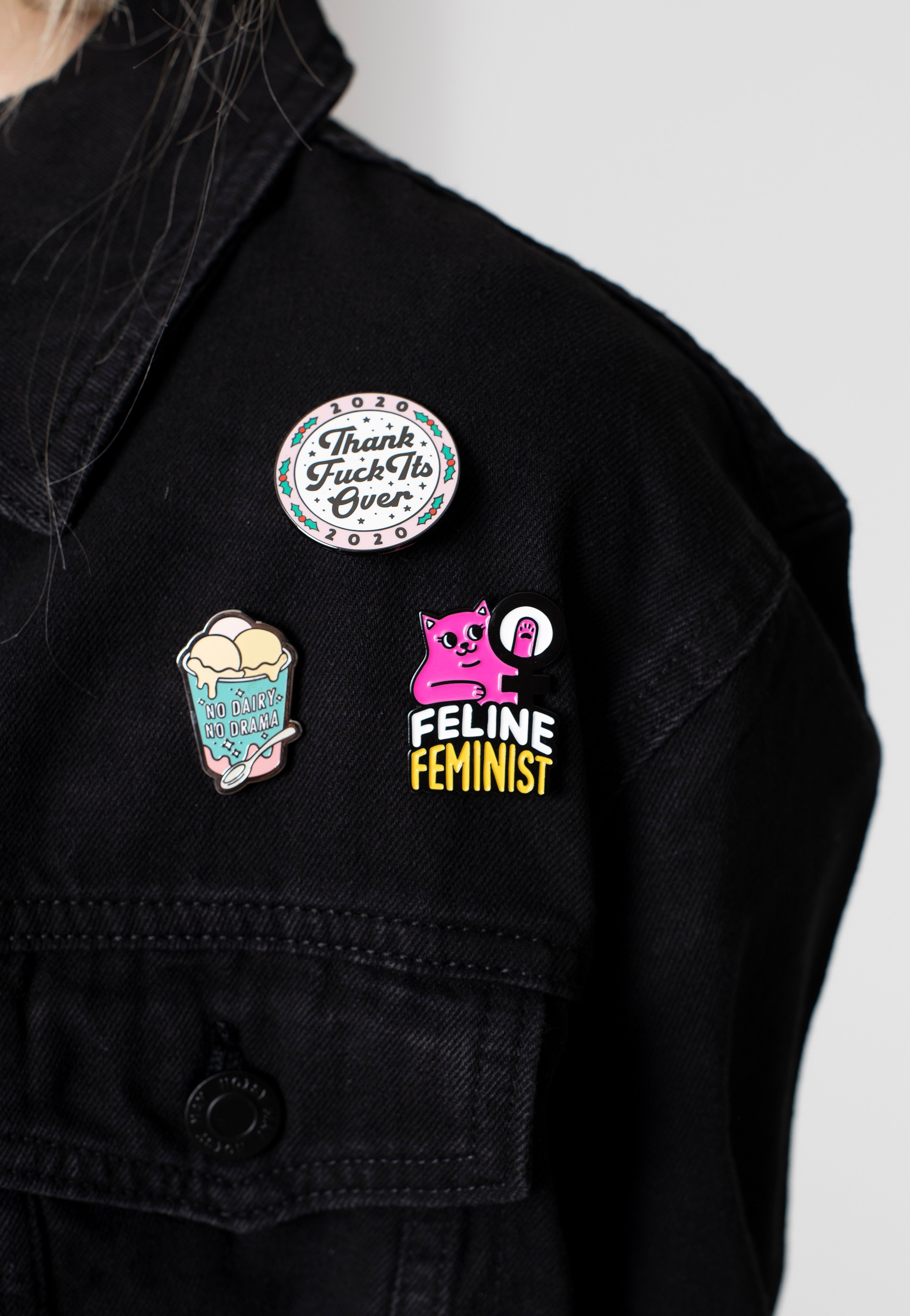 Punky Pins - Feline Feminist Soft Enamel - Pin | Neutral-Image