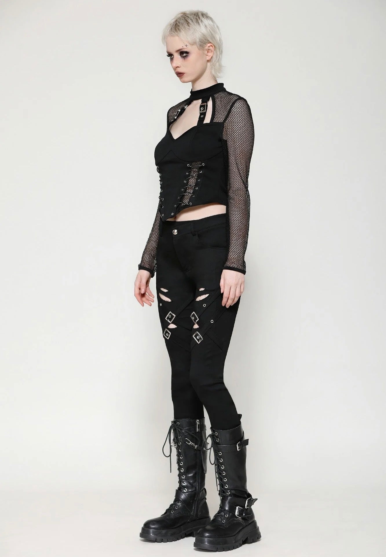 Dark In Love - Punk Versatile Distressed Long - Pants | Women-Image