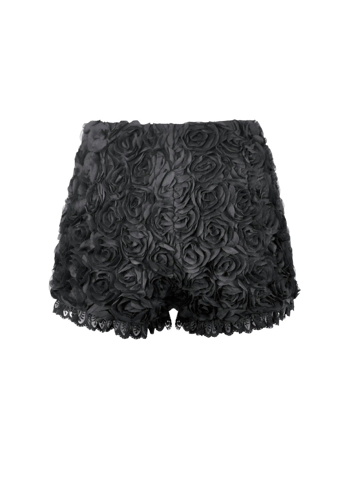 Dark In Love Dark Rose Gothic 3D Floral Jacquard Lace Trimmed Šortky | Women-Image