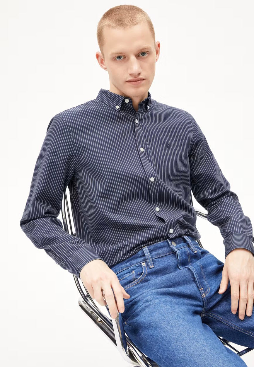 Armedangels - Quaasa Stripes Night Sky/White - Shirt | Men-Image